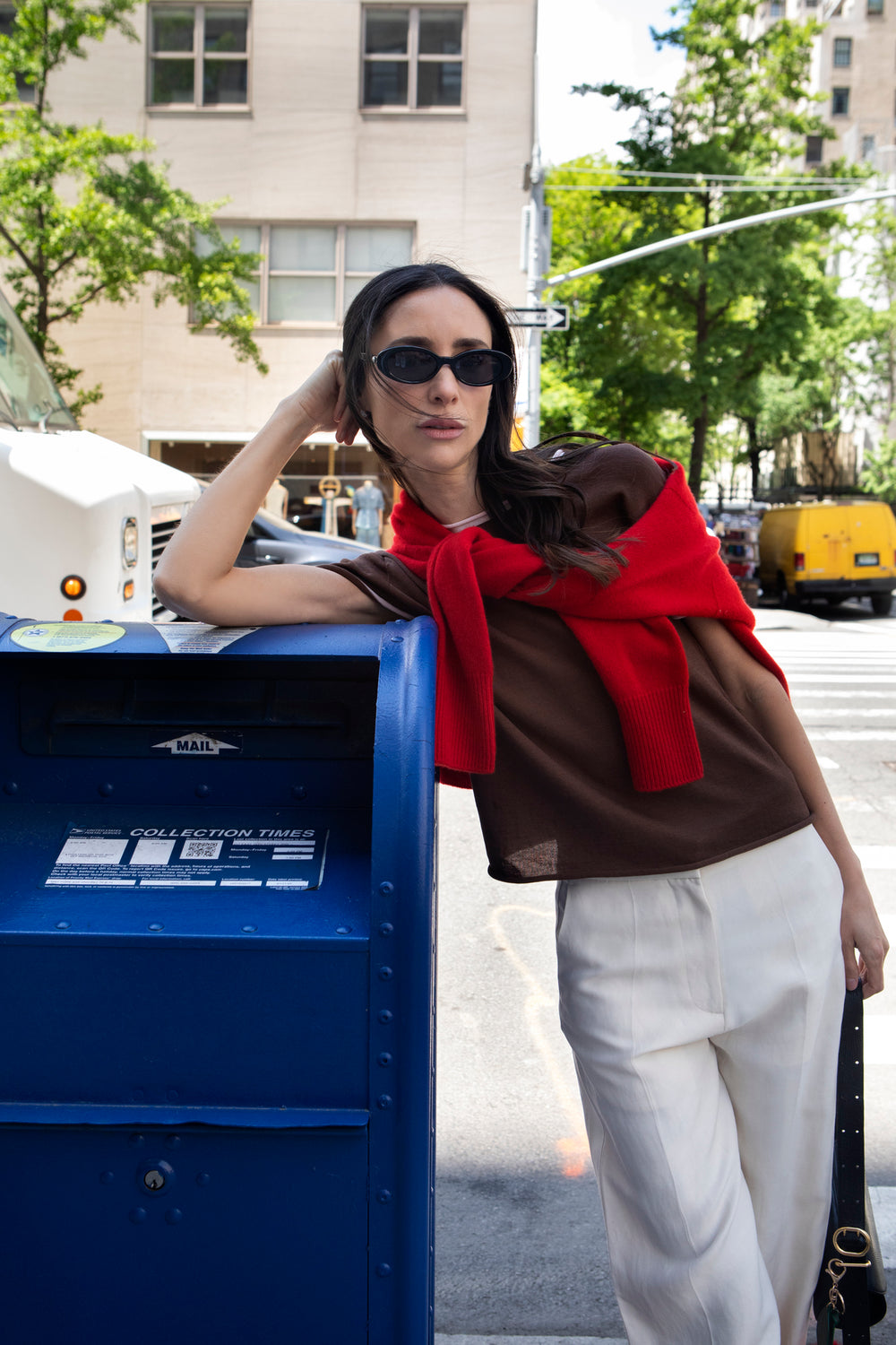 Styled Chocolate Brown Silk Roll-Edge Tee by Lao Lao at Abacus Row Handmade Jewelry