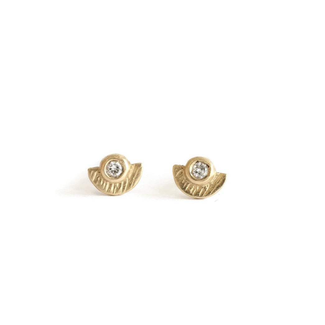 Sunshine White Diamond Stud Earrings by LINN at Abacus Row Handmade Jewelry
