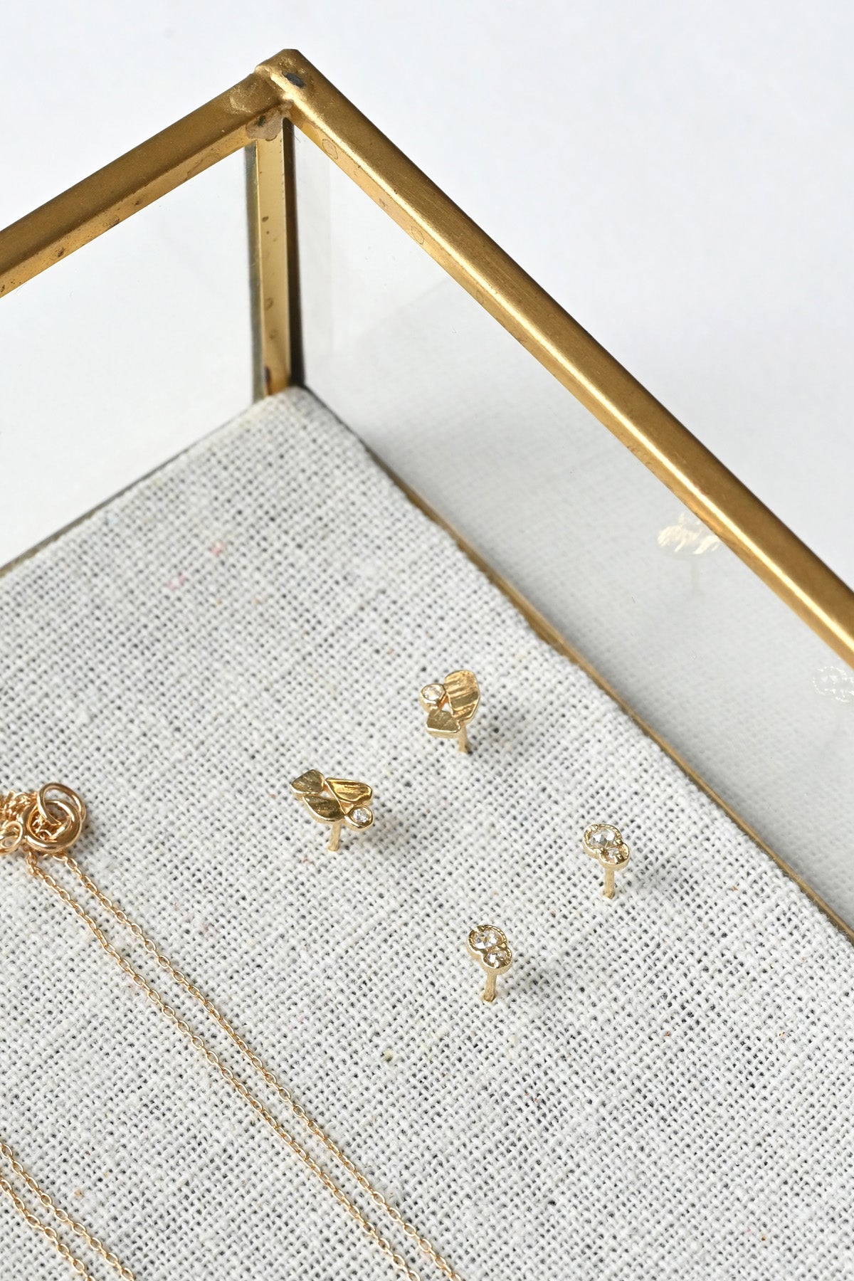 White Diamond Stud Earrings by LINN at Abacus Row Handmade Jewelry