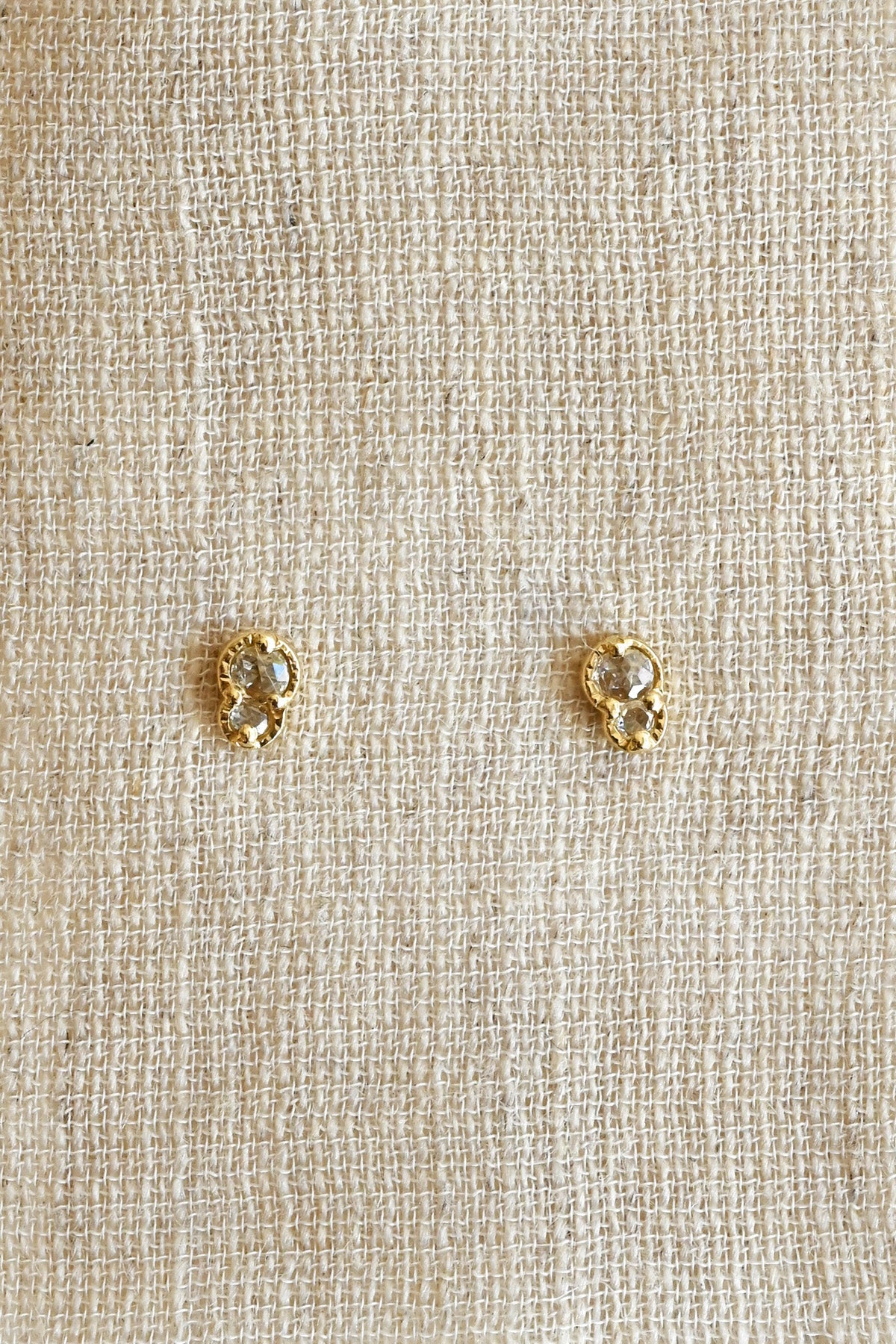 Twin White Diamond Stud Earrings by LINN at Abacus Row Handmade Jewelry