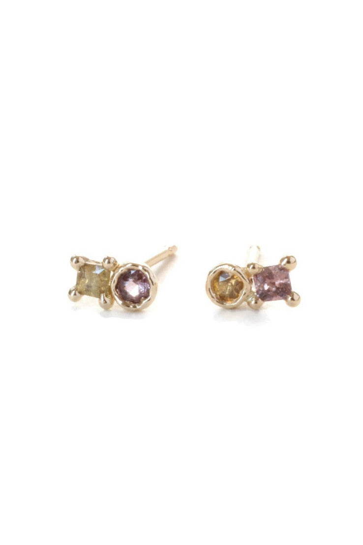 Sapphire Duo Stud Earrings by LINN at Abacus Row Handmade Jewelry