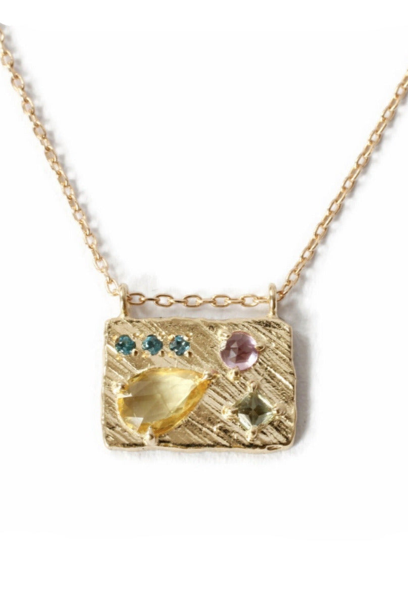 Canary Collage Necklace by LINN at Abacus Row Handmade Jewelry