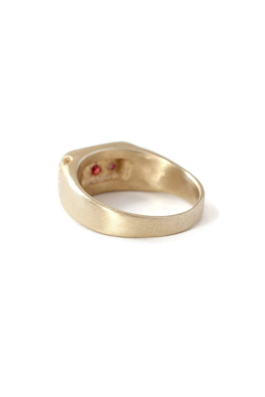 Interior View of the Red and Pink Eternal Light Signet Ring by LINN at Abacus Row Handmade Jewelry