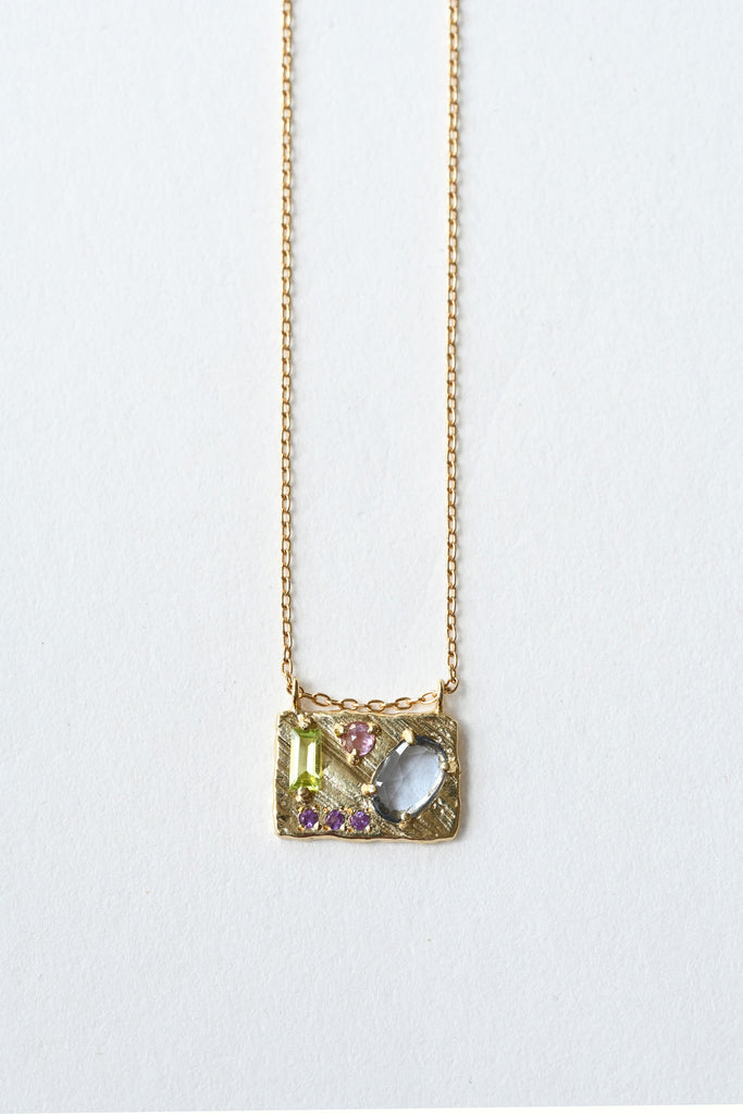 Spring Garden Collage Necklace by LINN at Abacus Row Handmade Jewelry