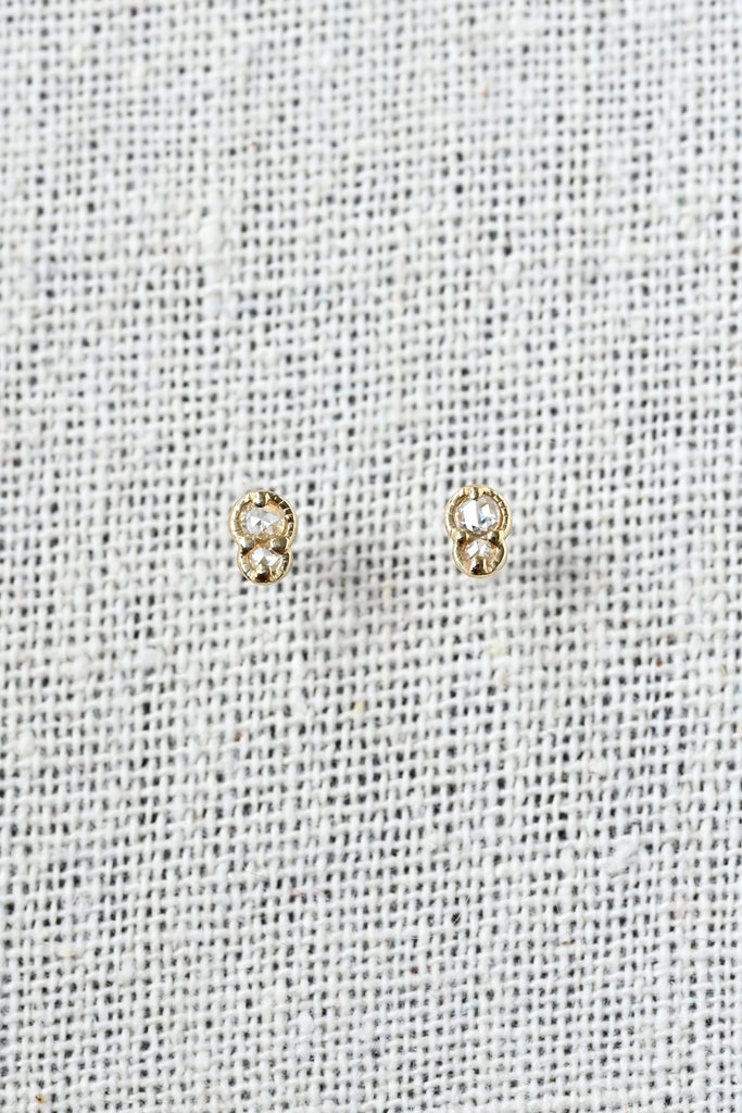 Twin White Diamond Stud Earrings by LINN at Abacus Row Handmade Jewelry