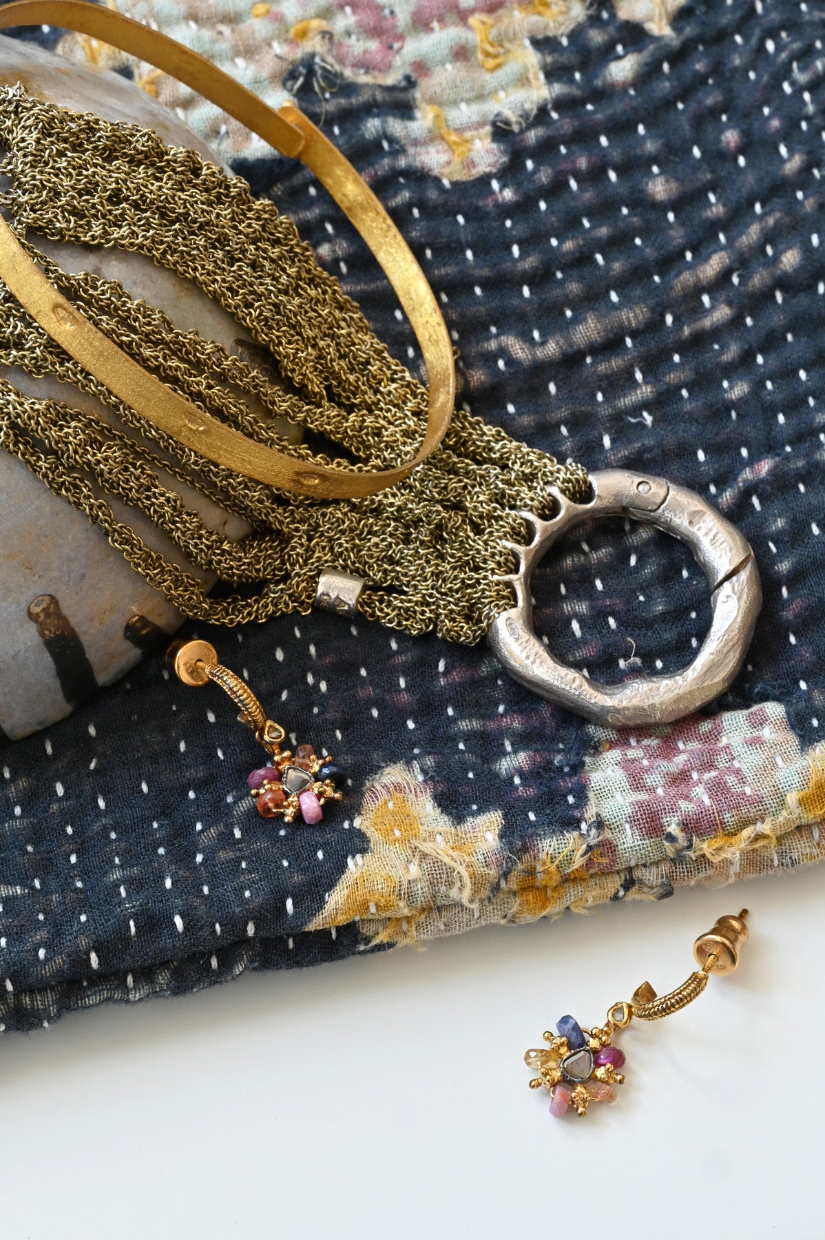 Styled No.980 Gold Earrings by Marie Laure Chamorel at Abacus Row Handmade Jewelry