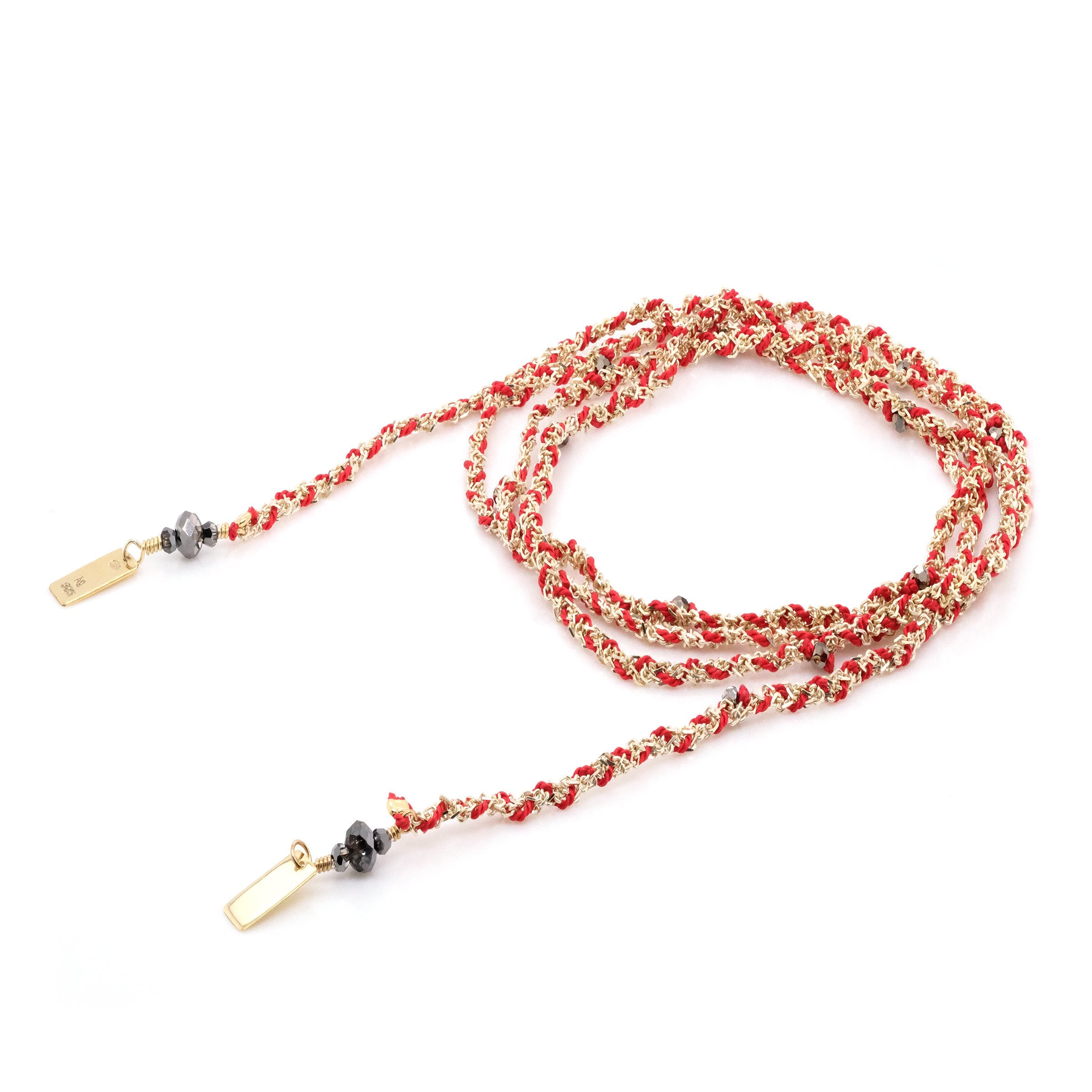No.182 Red Necklace wrapped by Marie Laure Chamorel at Abacus Row Handmade Jewelry