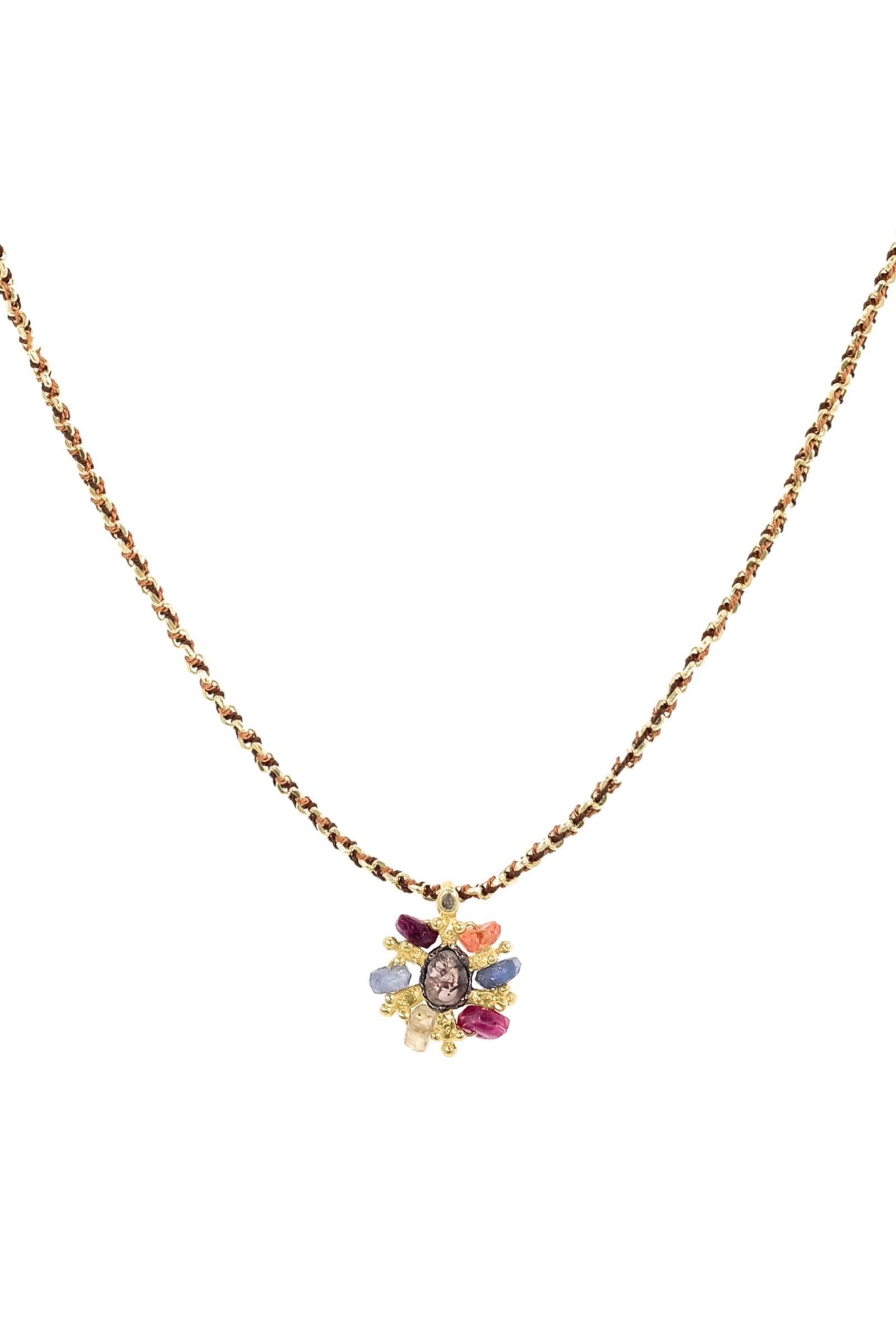 Detail of No.976 Gold Brown Caramel Necklace by Marie Laure Chamorel at Abacus Row Handmade Jewelry