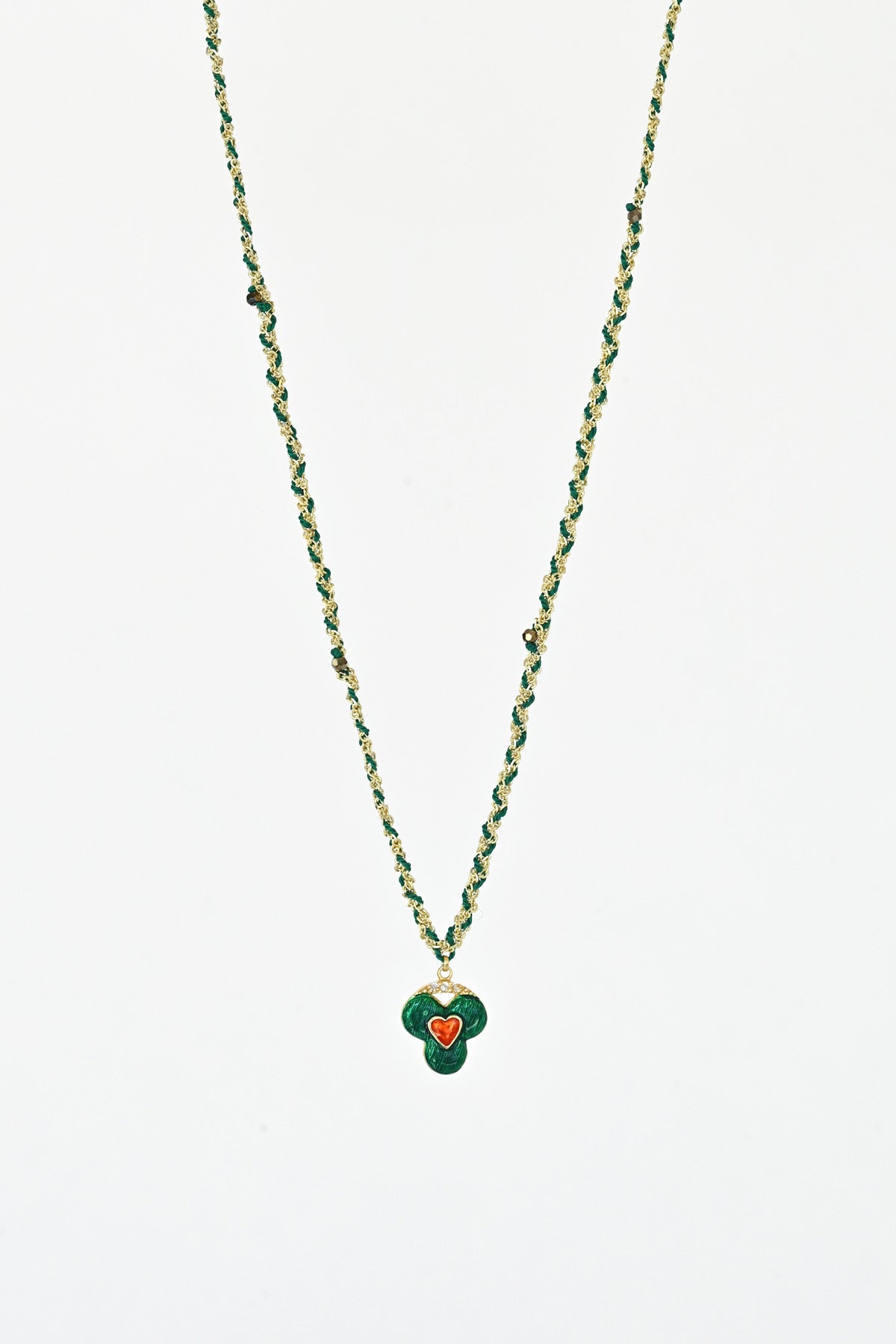 No.783 Gold Green Clover Necklace