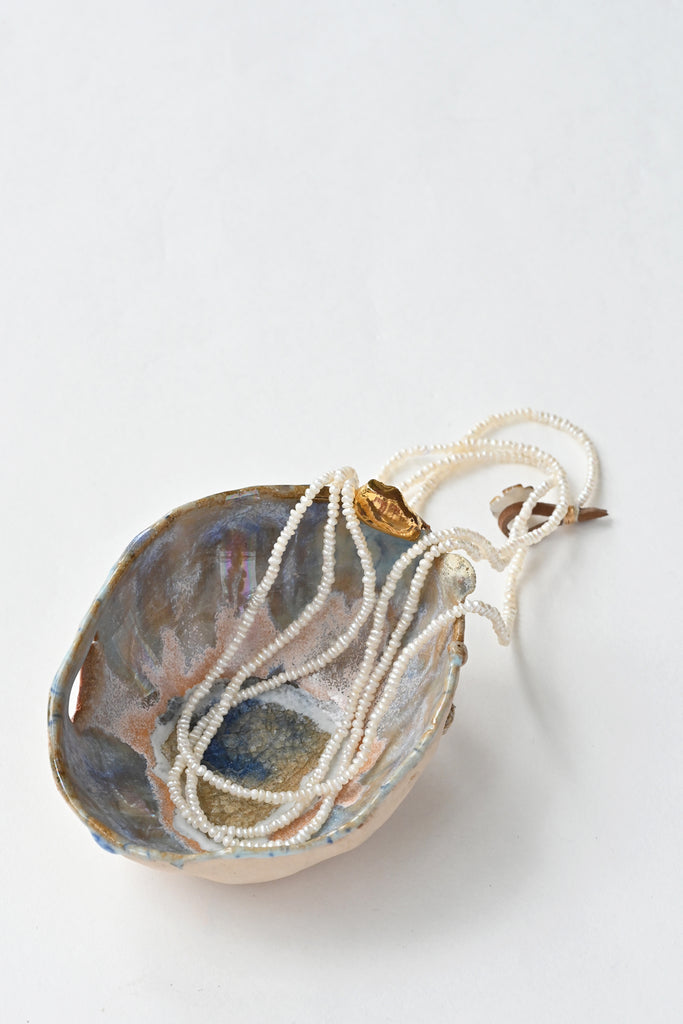 Mini Iceland Shell by Minh Singer with tiny pearls at Abacus Row Handmade Jewelry