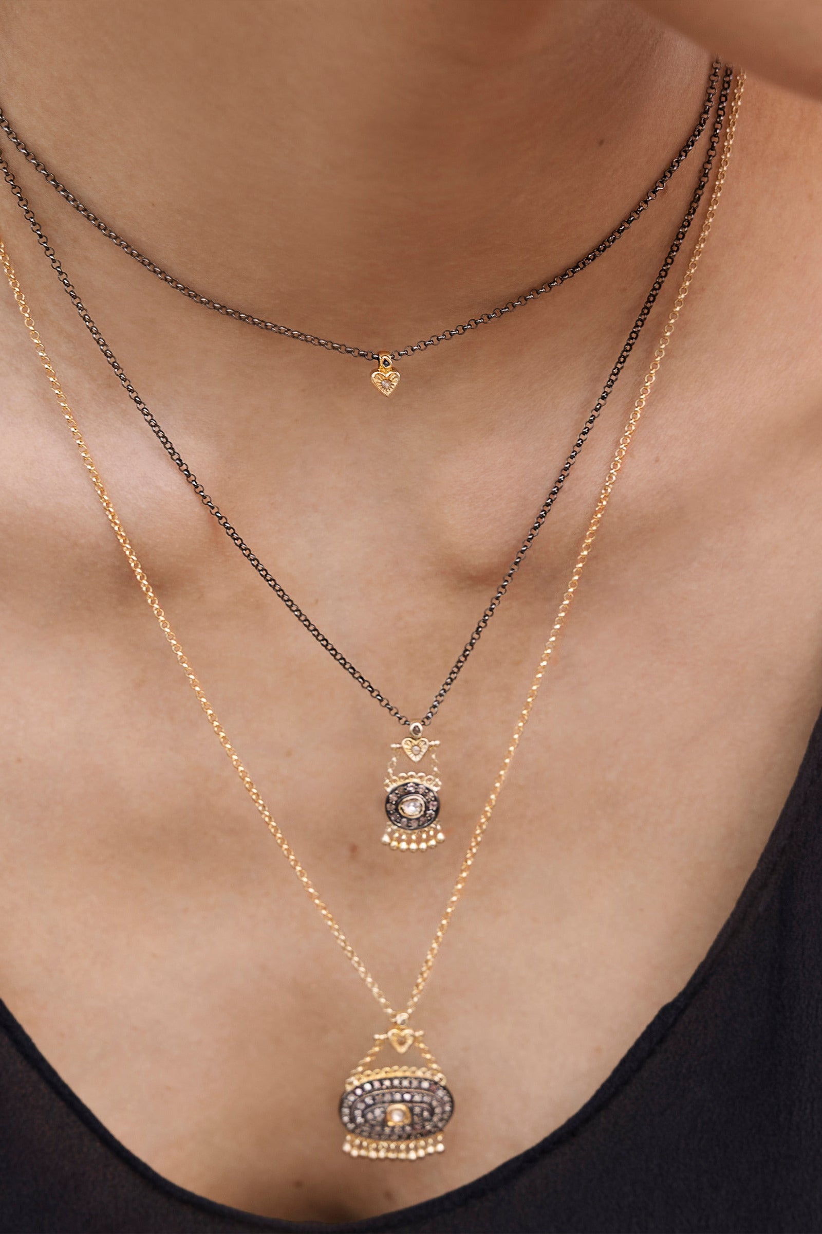 Modeled No.900 Black Necklace by Marie Laure Chamorel at Abacus Row Handmade Jewelry