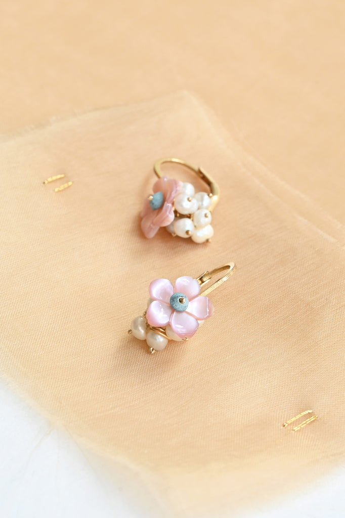 Flower Earrings, Pink