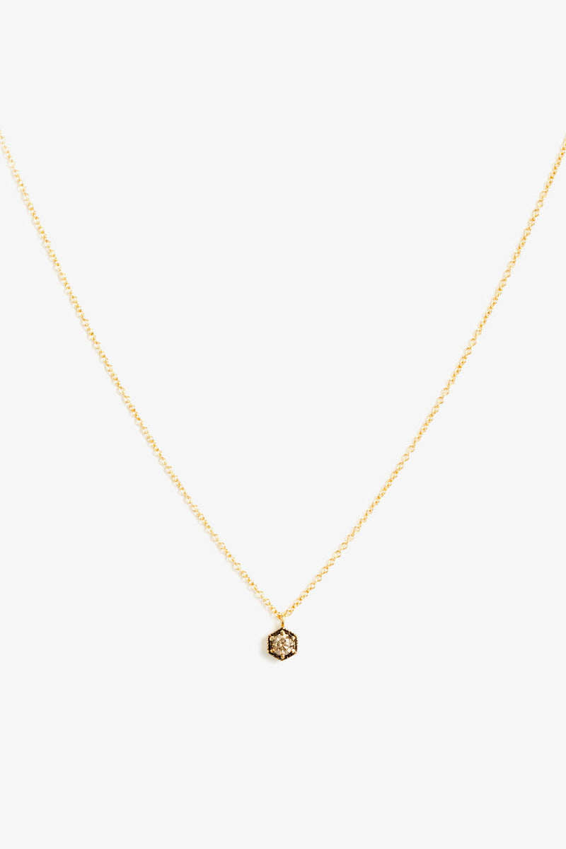 Brown Diamond Hexagon Necklace by Satomi Kawakita at Abacus Row Handmade Jewelry
