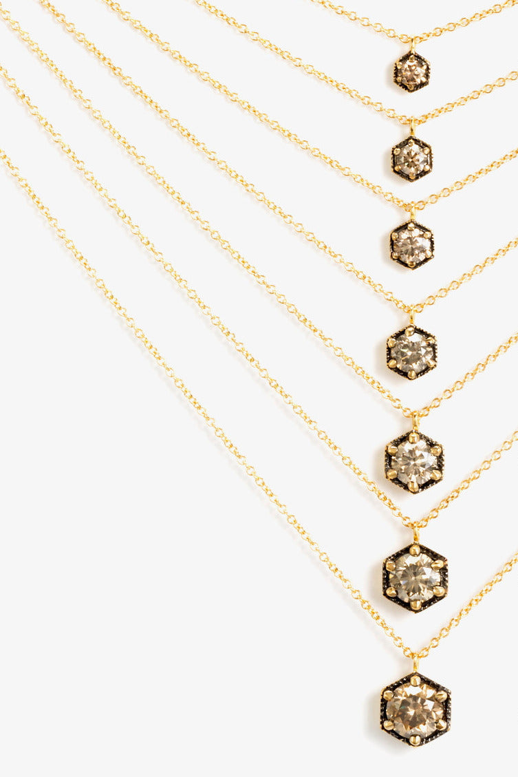 Brown Diamond Hexagon Necklaces by Satomi Kawakita at Abacus Row Handmade Jewelry