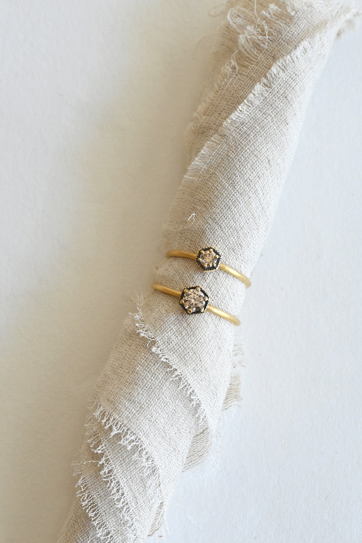 Hexagon Ring, Brown Diamond - 4.5mm