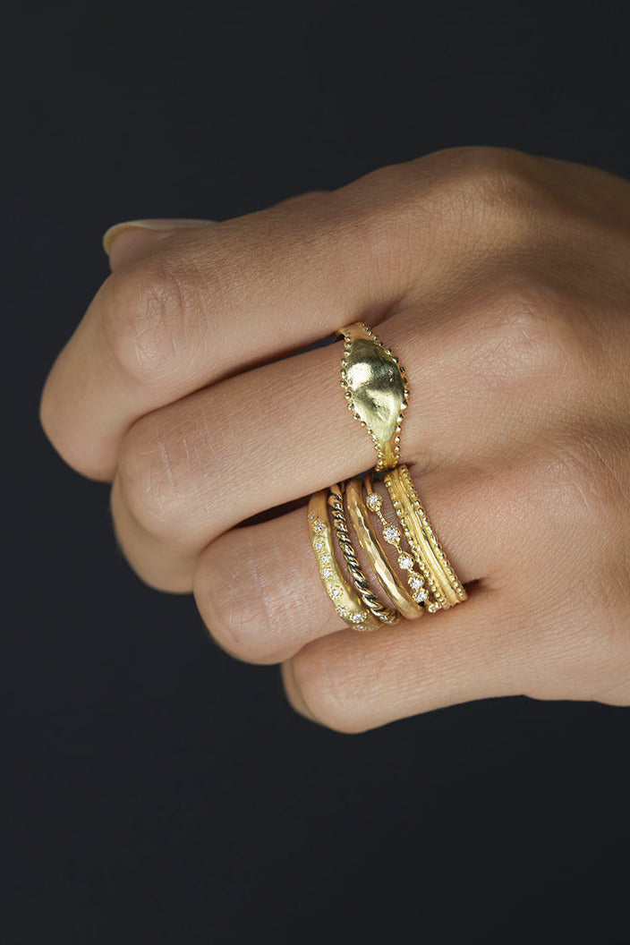 Modeled Sacked Rings by Satomi Kawakita at Abacus Row Jewelry