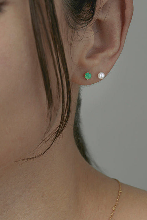 Modeled 4mm Akoya Pearl Stud Earrings by Satomi Kawakita at Abacus Row Jewelry