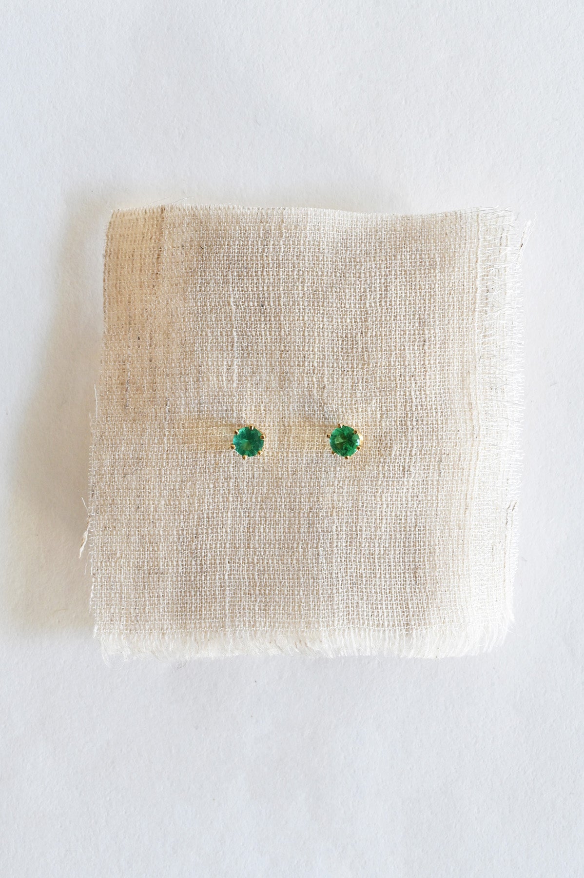 4mm Emerald Studs by Satomi Kawakita at Abacus Row Handmade Jewelry