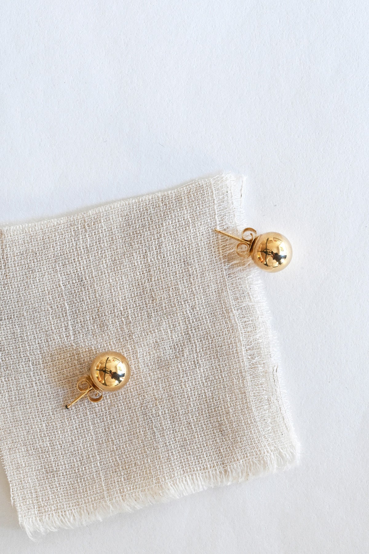 Styled 8mm Golden Ball Stud Earrings Satomi Kawakita at Abacus Row Handmade Jewelry