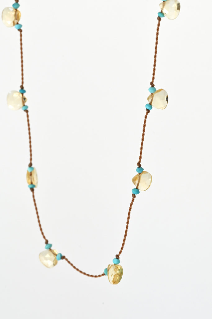 Citrine Petal Necklace - Turquoise