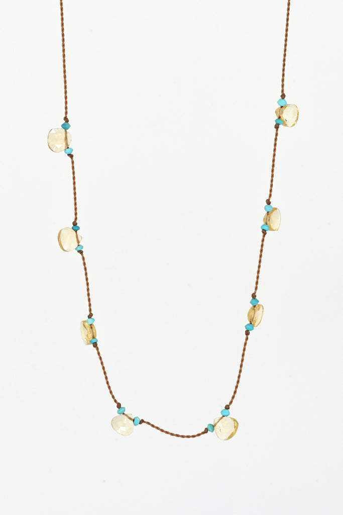 Citrine Petal Necklace - Turquoise