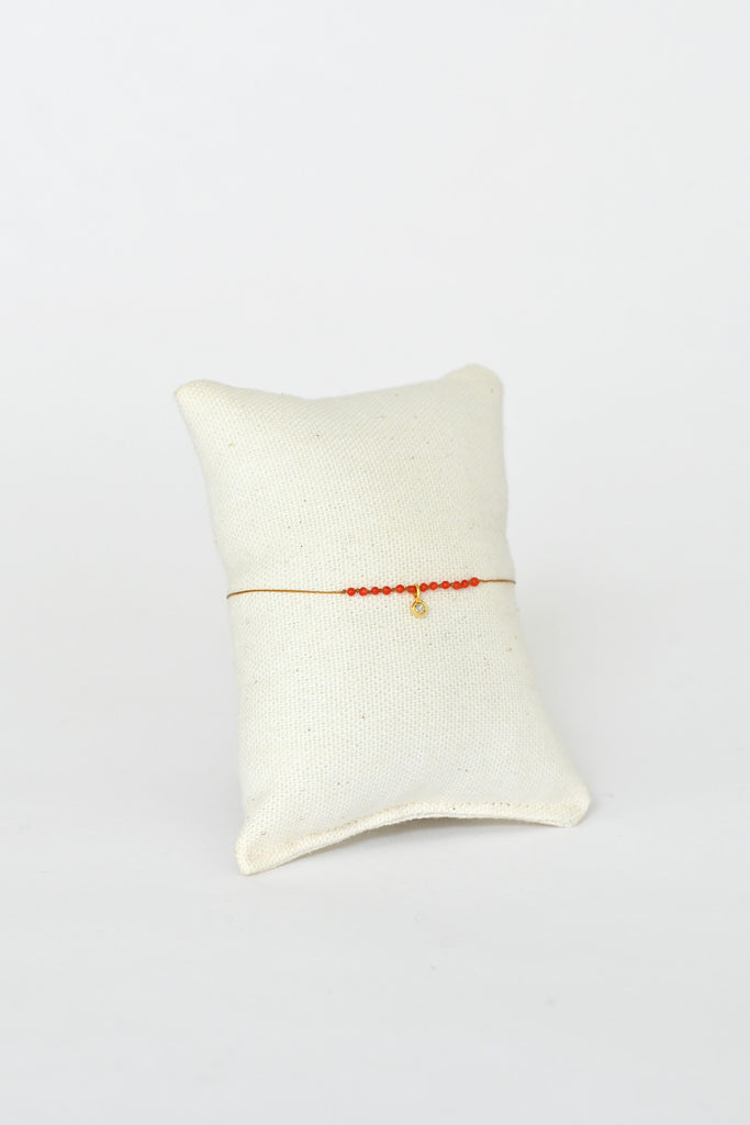 Flore Bracelet with Diamond - Coral