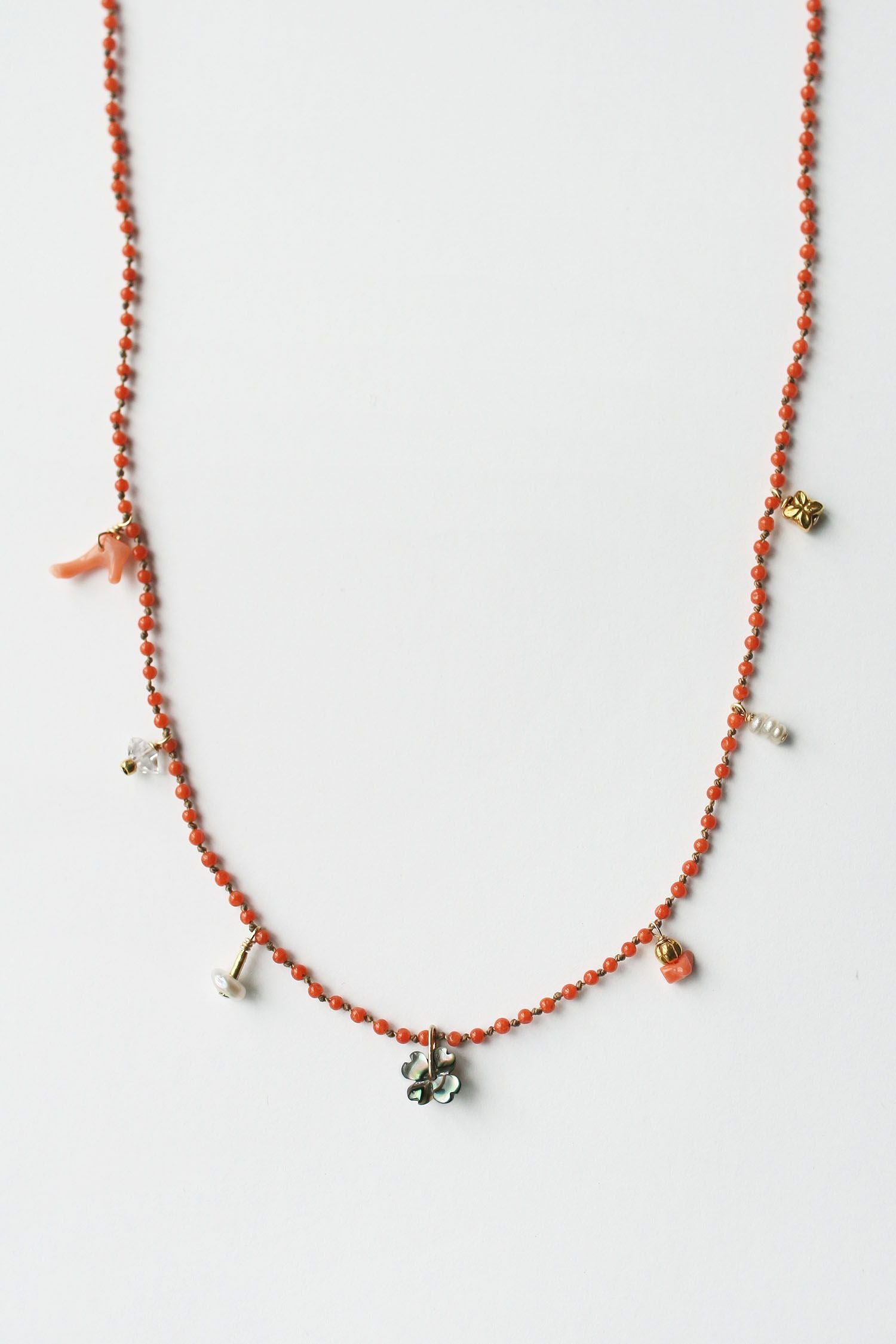 Coral Charmant Necklace detail by See Real Flowers at Abacus Row Handmade Jewelry