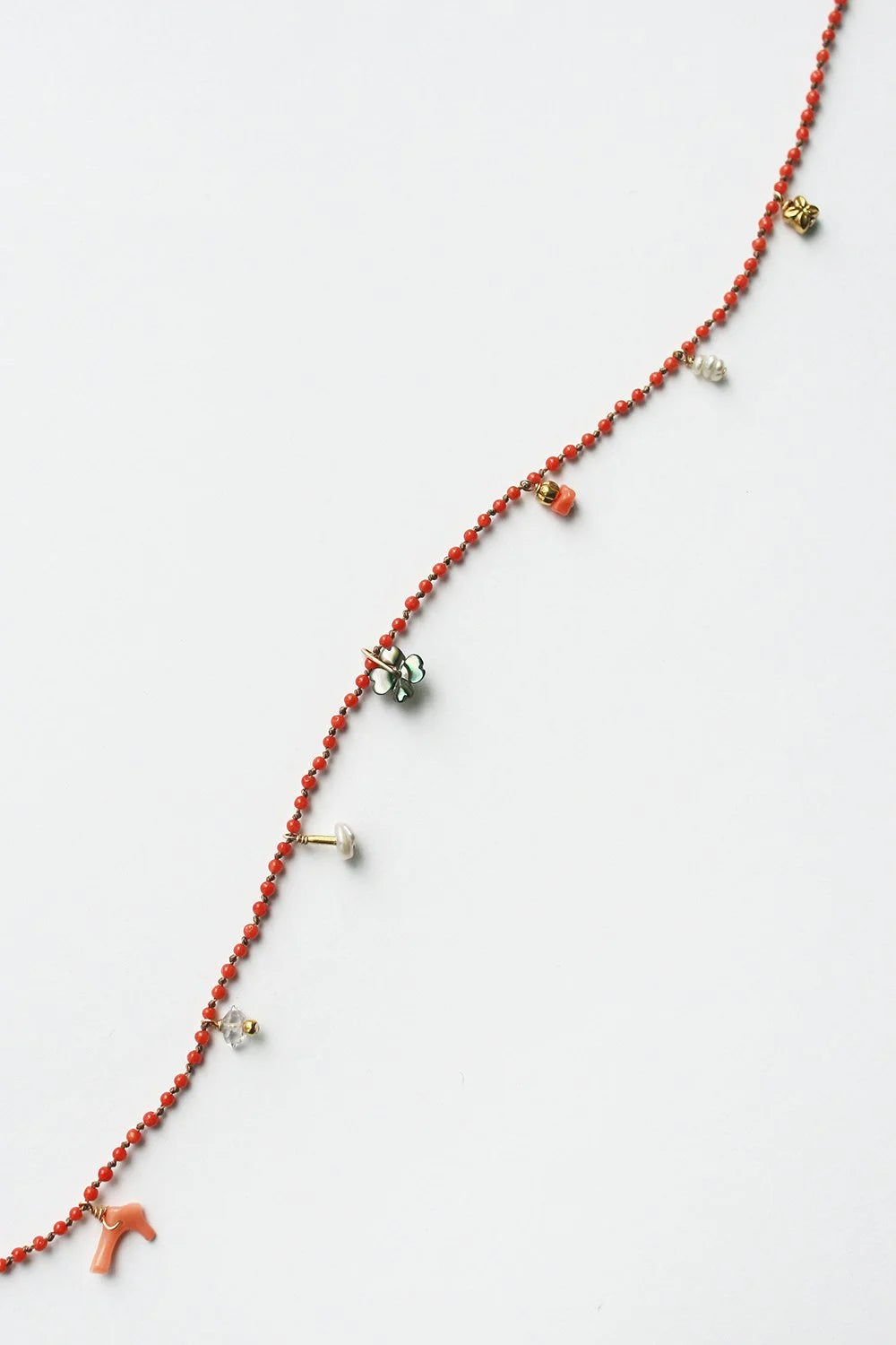 Coral Charmant Necklace close up detail by See Real Flowers at Abacus Row Handmade Jewelry