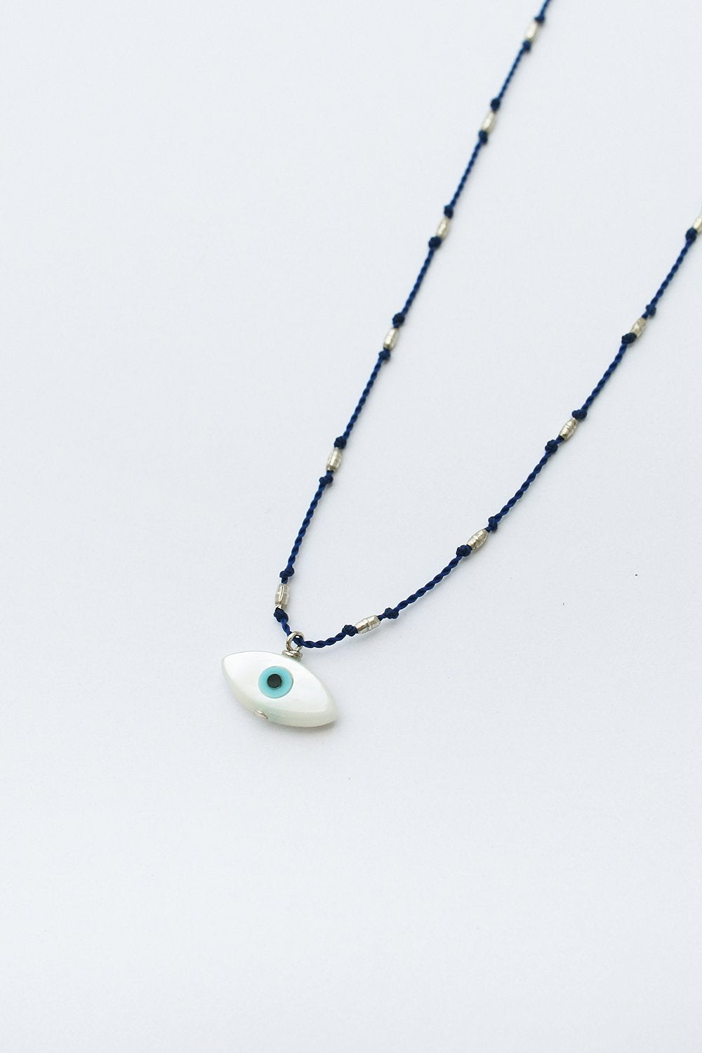 Evil Eye Necklace Indigo Blue Detail by See Real Flowers at Abacus Row Jewelry