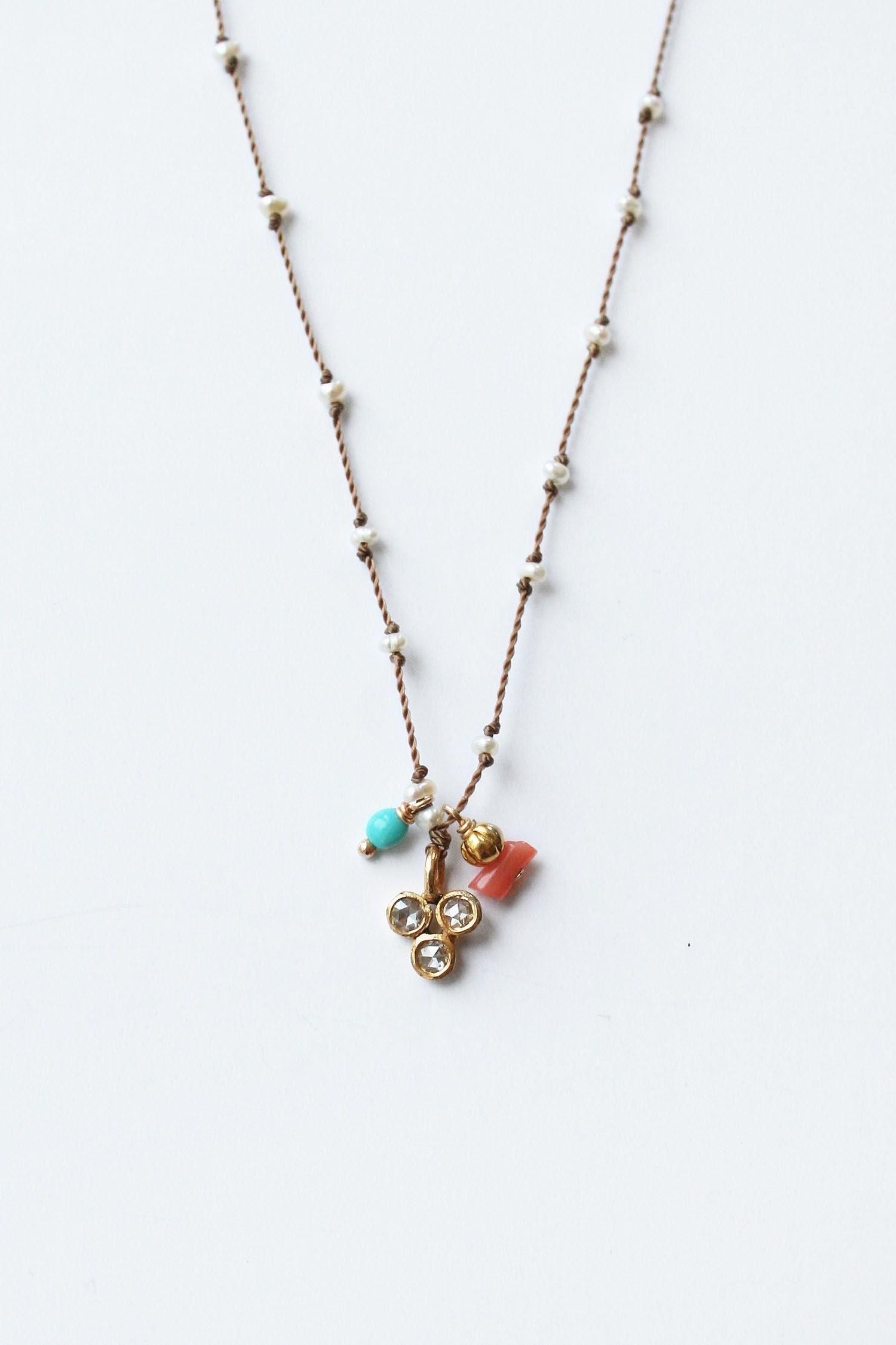 Diamond Past Present Future Necklace detail by See Real Flowers at Abacus Row Handmade Jewelry