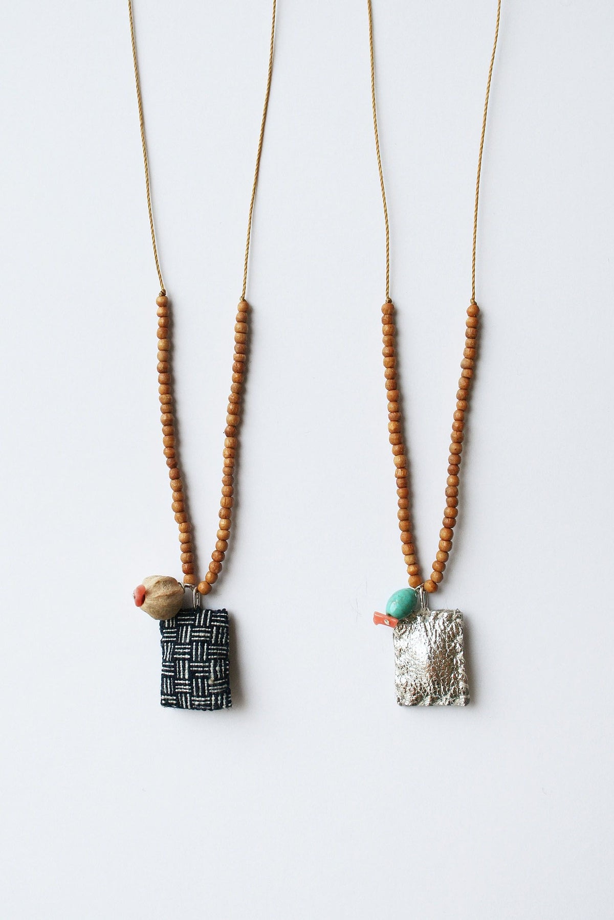 Indigo and Silver Trinket Necklaces detail by See Real Flowers at Abacus Row Jewelry