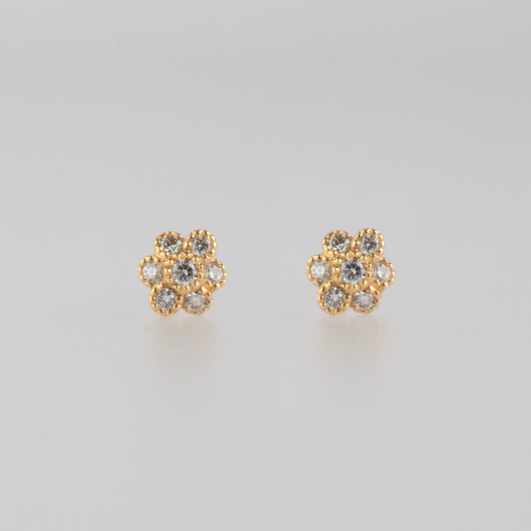 Diamond Fleur Stud Earrings by Shinkai at Abacus Row Handmade Jewelry