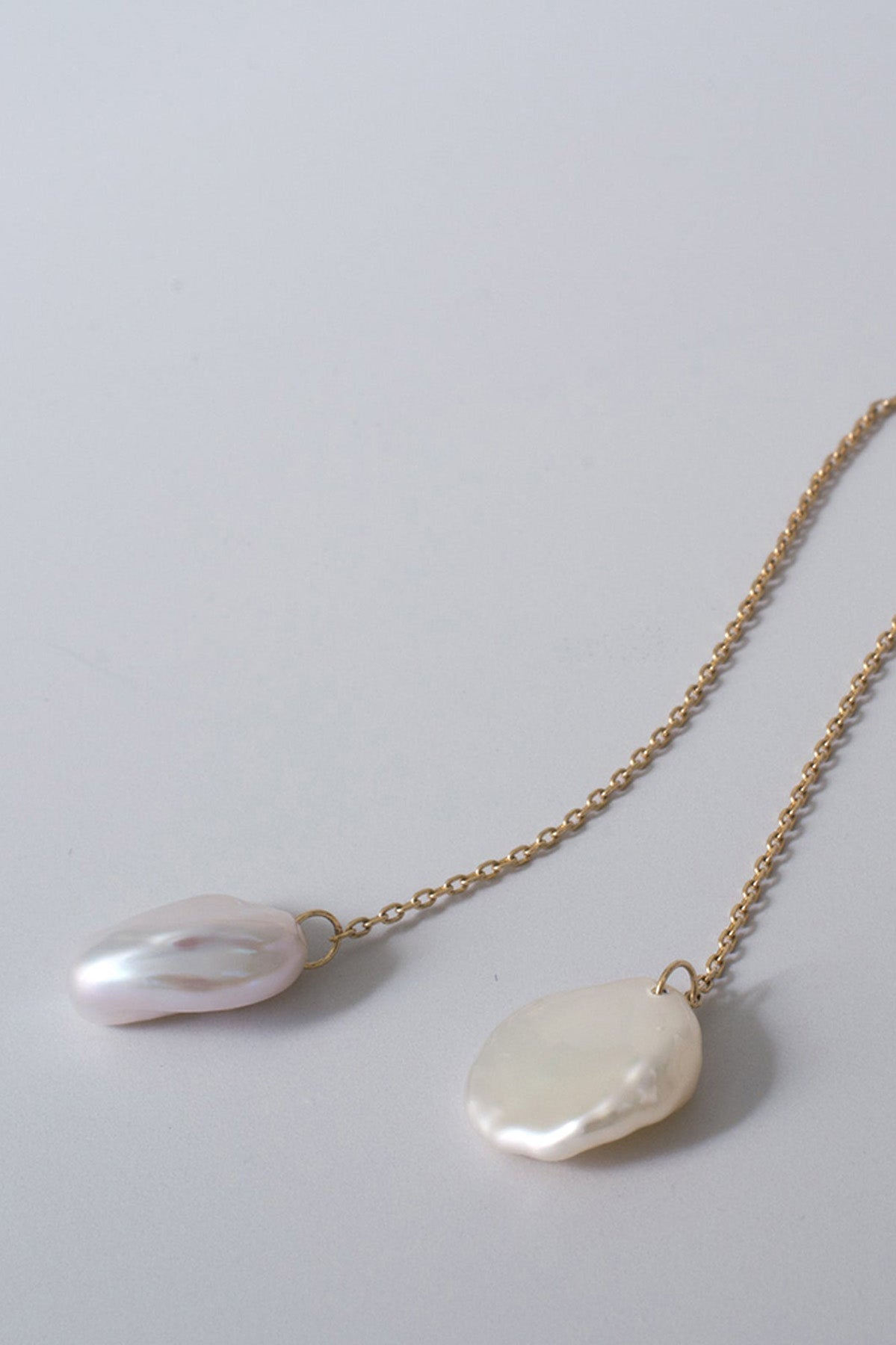 Detail Petal Pearl Chain Earrings by Shinkai at Abacus Row Handmade Jewelry