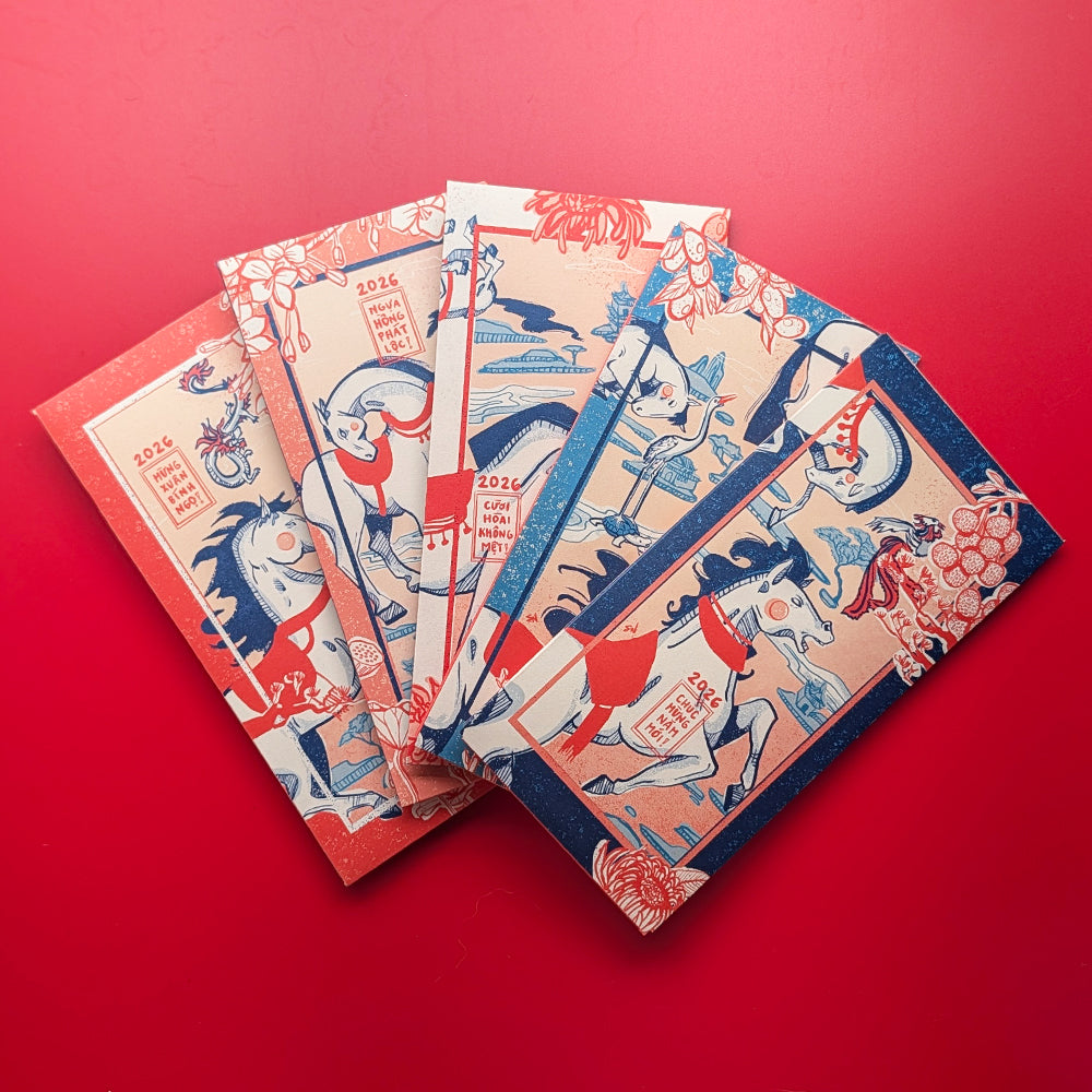 Tết Lì Xì Year of the Horse Envelopes Fan Front by Stacy Nguyen at Abacus Row