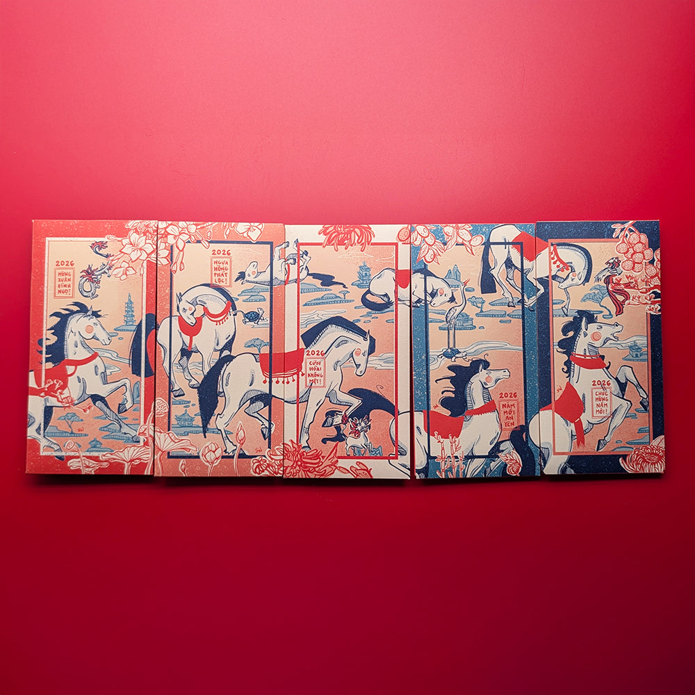 Tết Lì Xì Year of the Horse Envelopes Front by Stacy Nguyen at Abacus Row