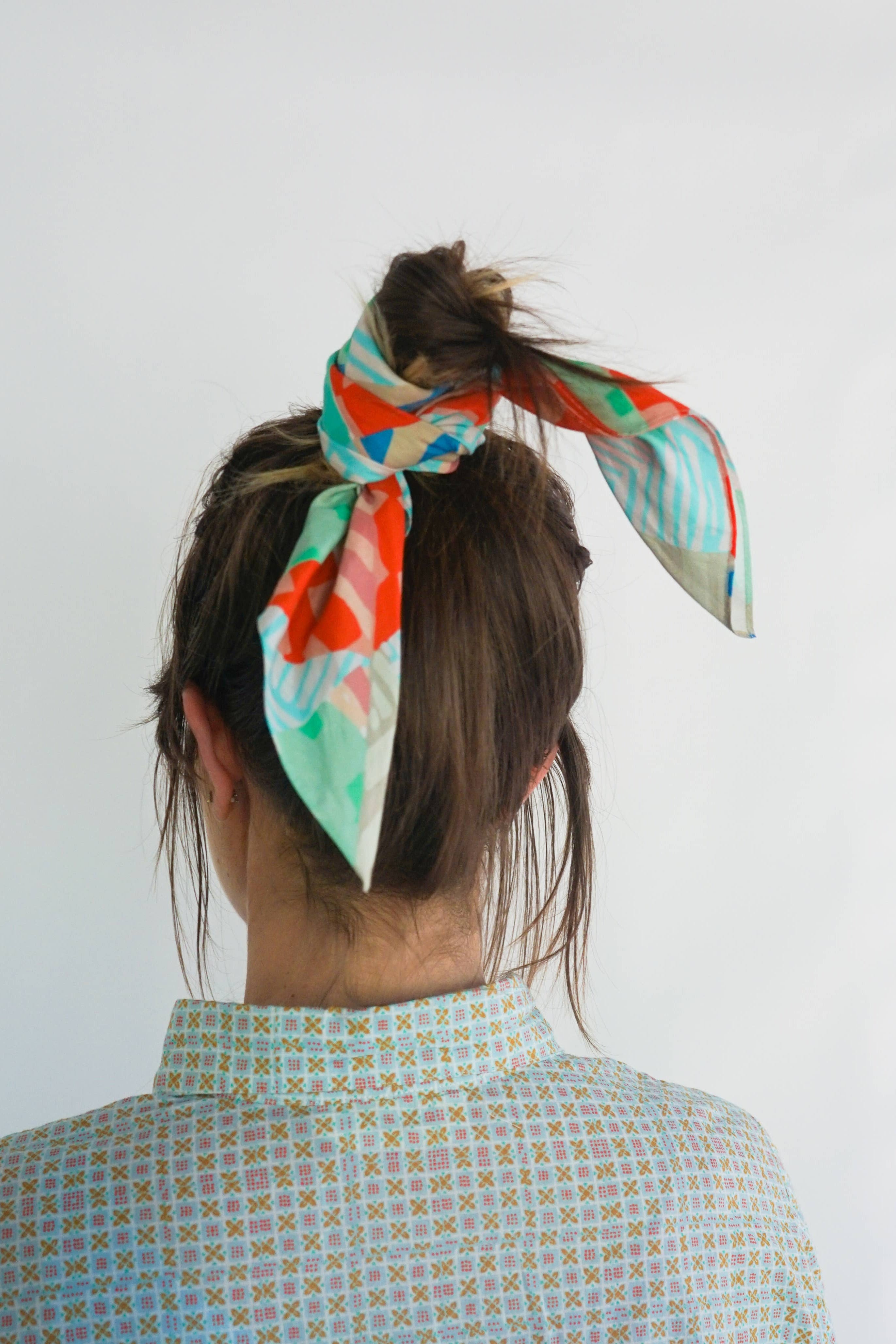 Painted Quilt Bandana in Hair by State The Label at Abacus Row Jewelry