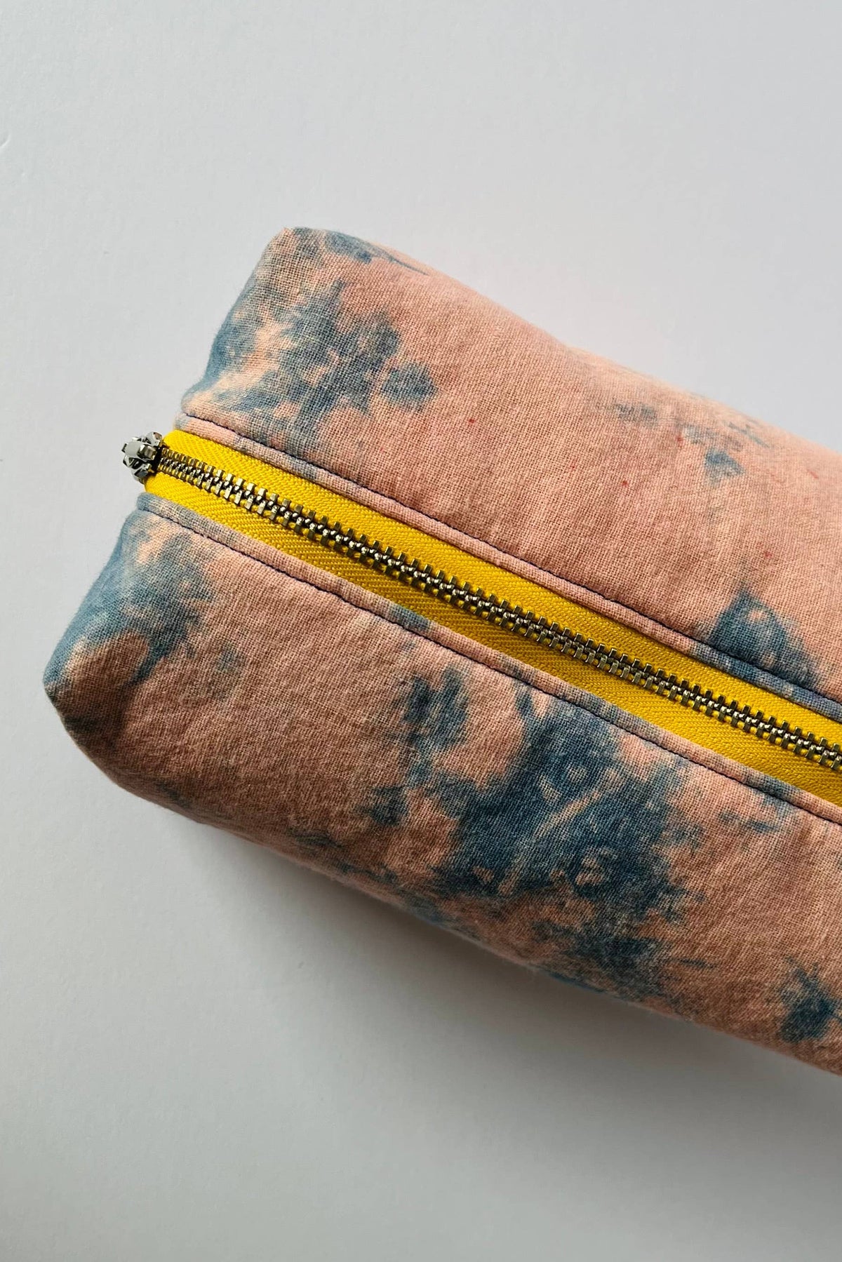 Peach Boxy Toiletries Bag Closed Detail by The Materials Design Co at Abacus Row Handmade Jewelry