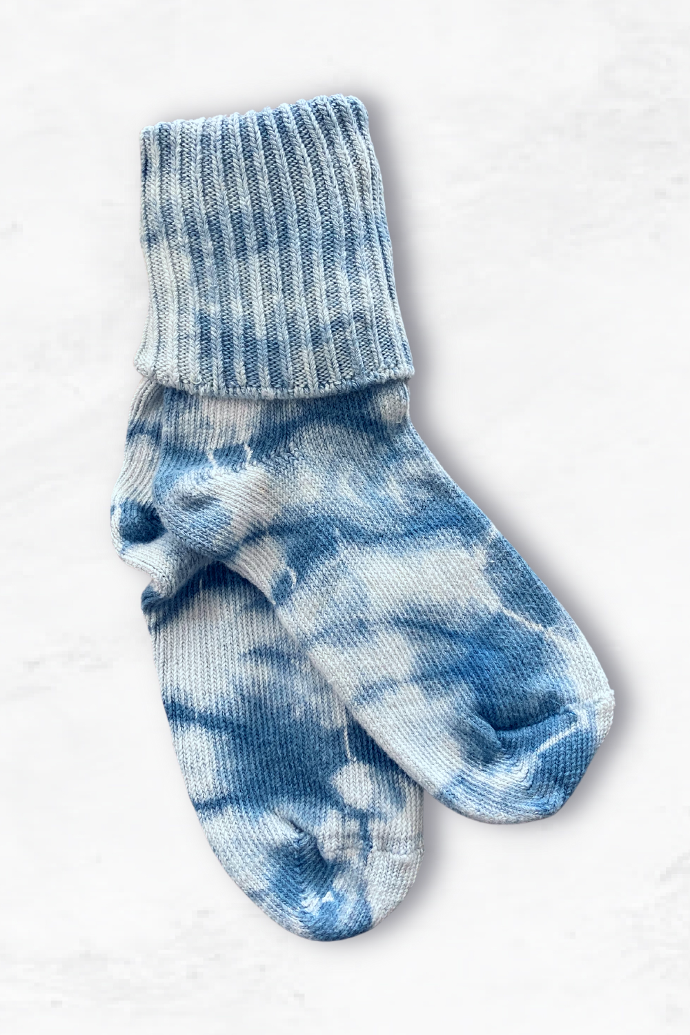 Indigo Blue Shibori Socks Pair by The Materials Design Co at Abacus Row Handmade Jewelry