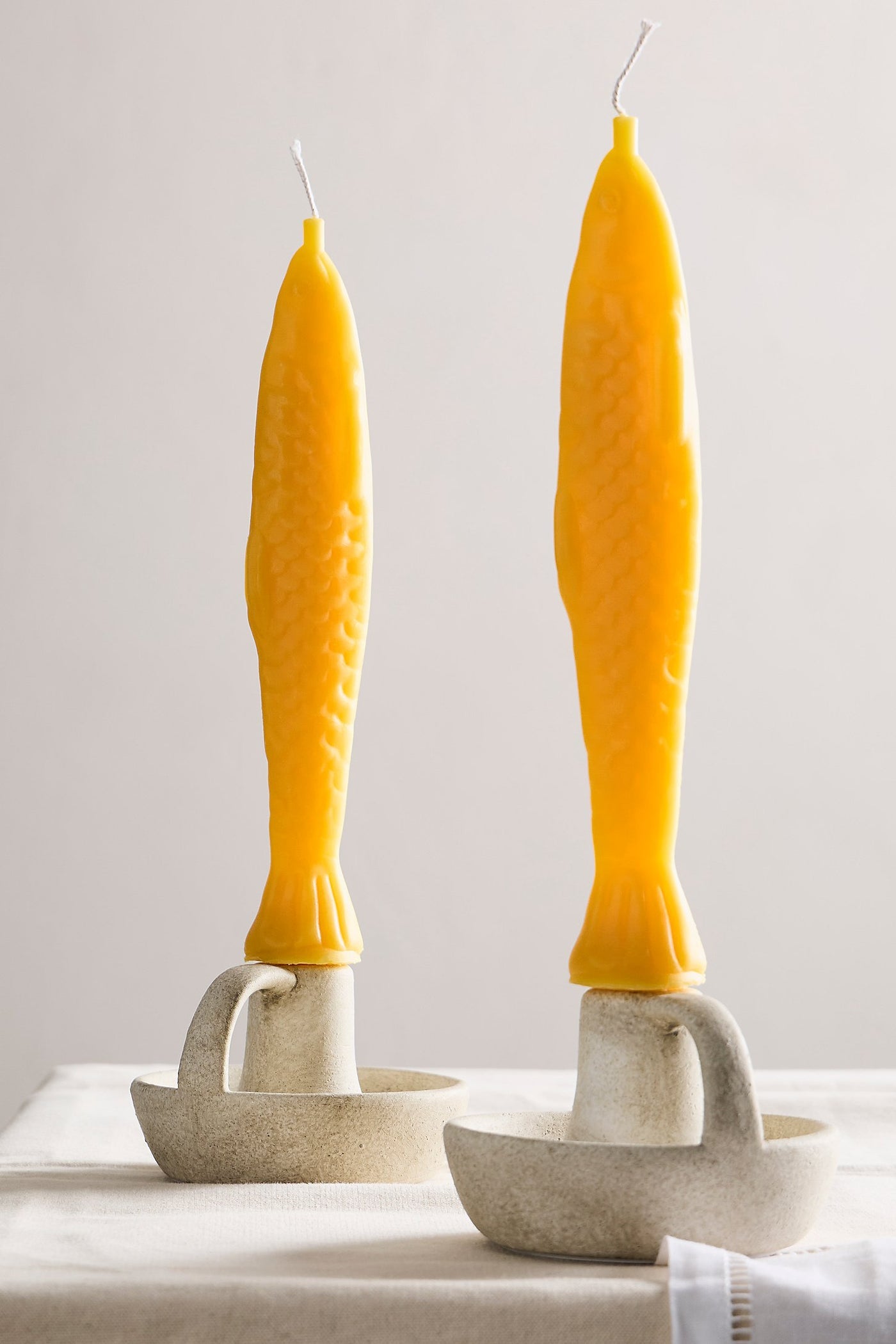 Fish Stick Candles in holders by Tinned Candle at Abacus Row