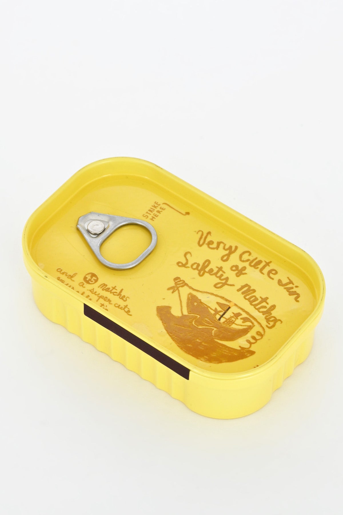 Yellow Tin of Safety Matches by Tinned Candle at Abacus Row