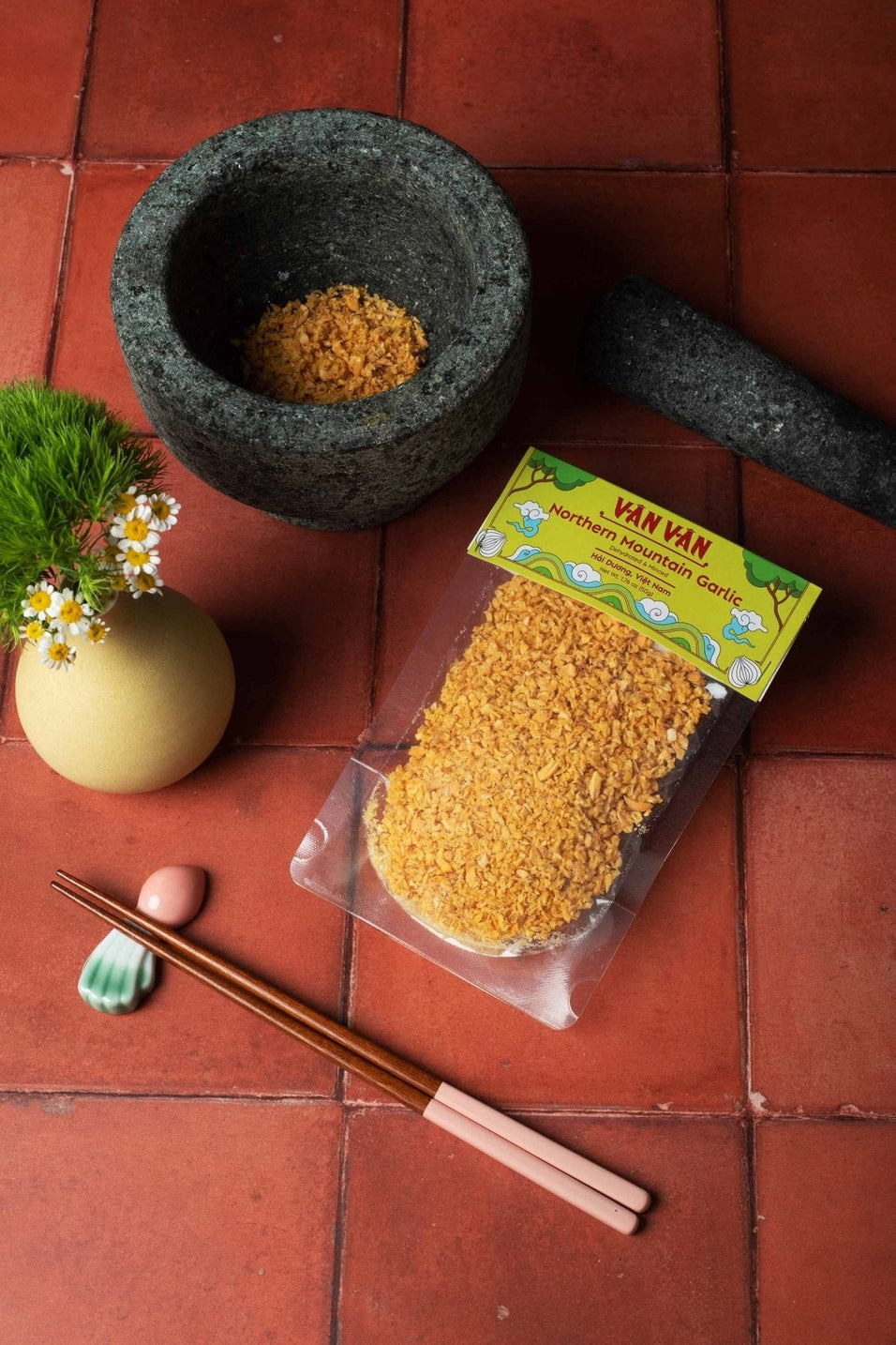 Styled Minced Northern Mountain Garlic by Vân Vân at Abacus Row Handmade Jewelry