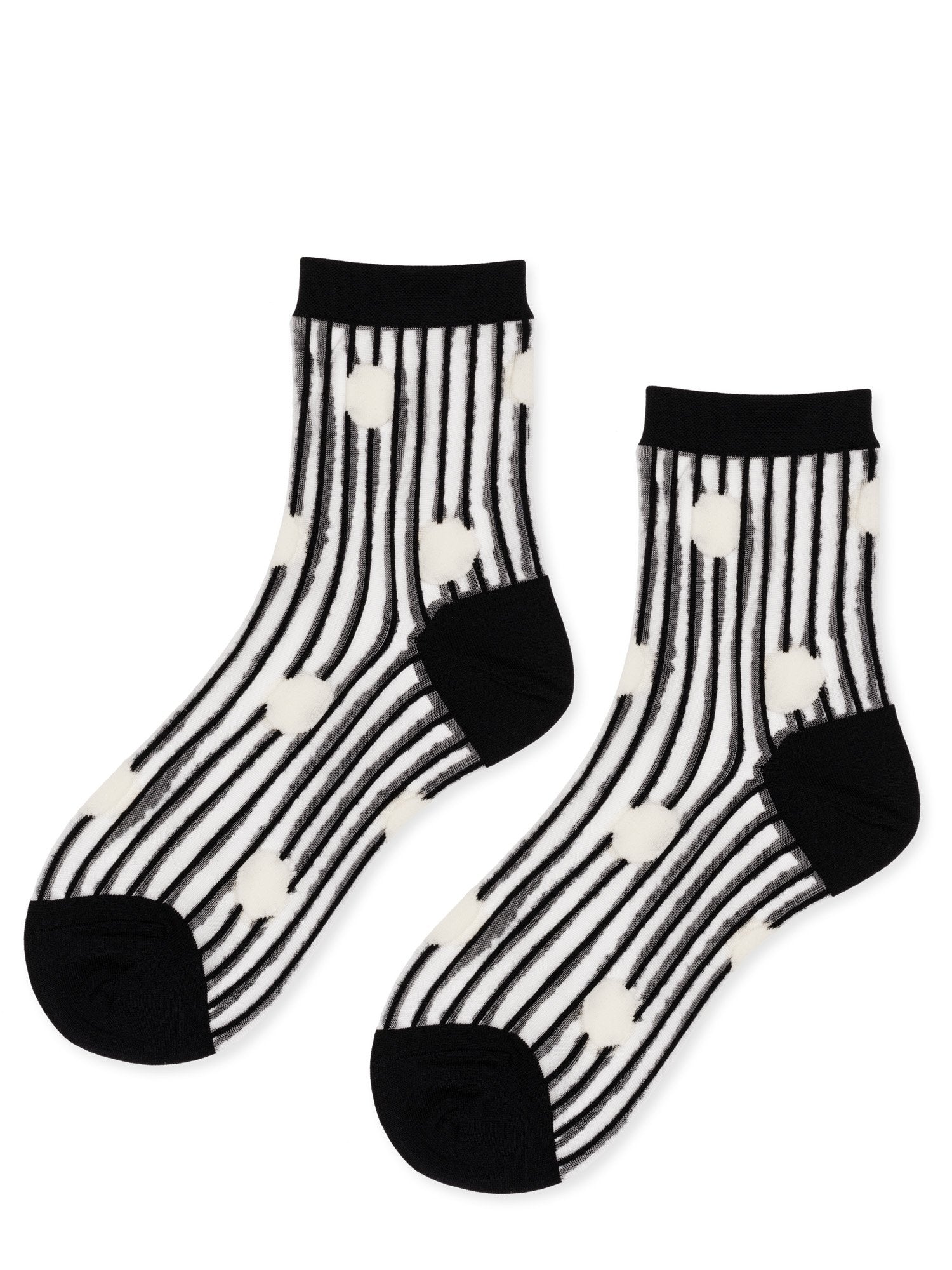 Hansel from Basel Line Dot Sheer Short Crew Socks Black