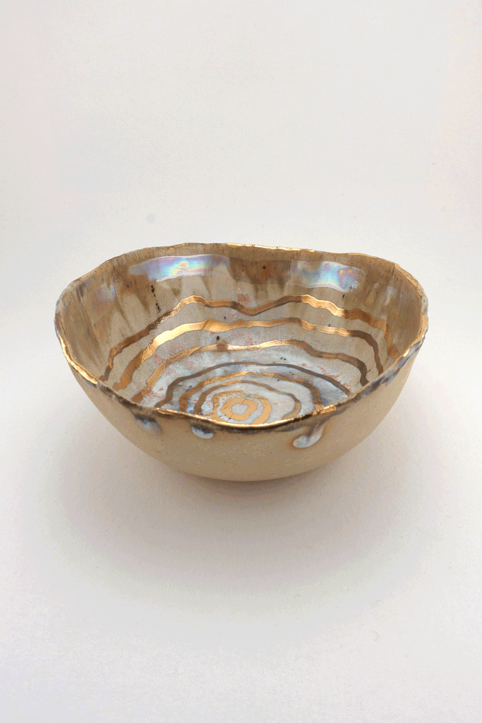 Iceland Abalone Bowl with Gold and Luster - Small