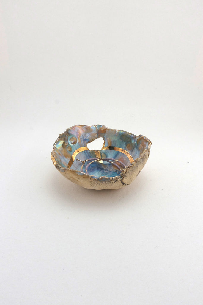 Minh Singer Iceland Prism Dish with Gold and Luster Mini with Abacus Row Earrings