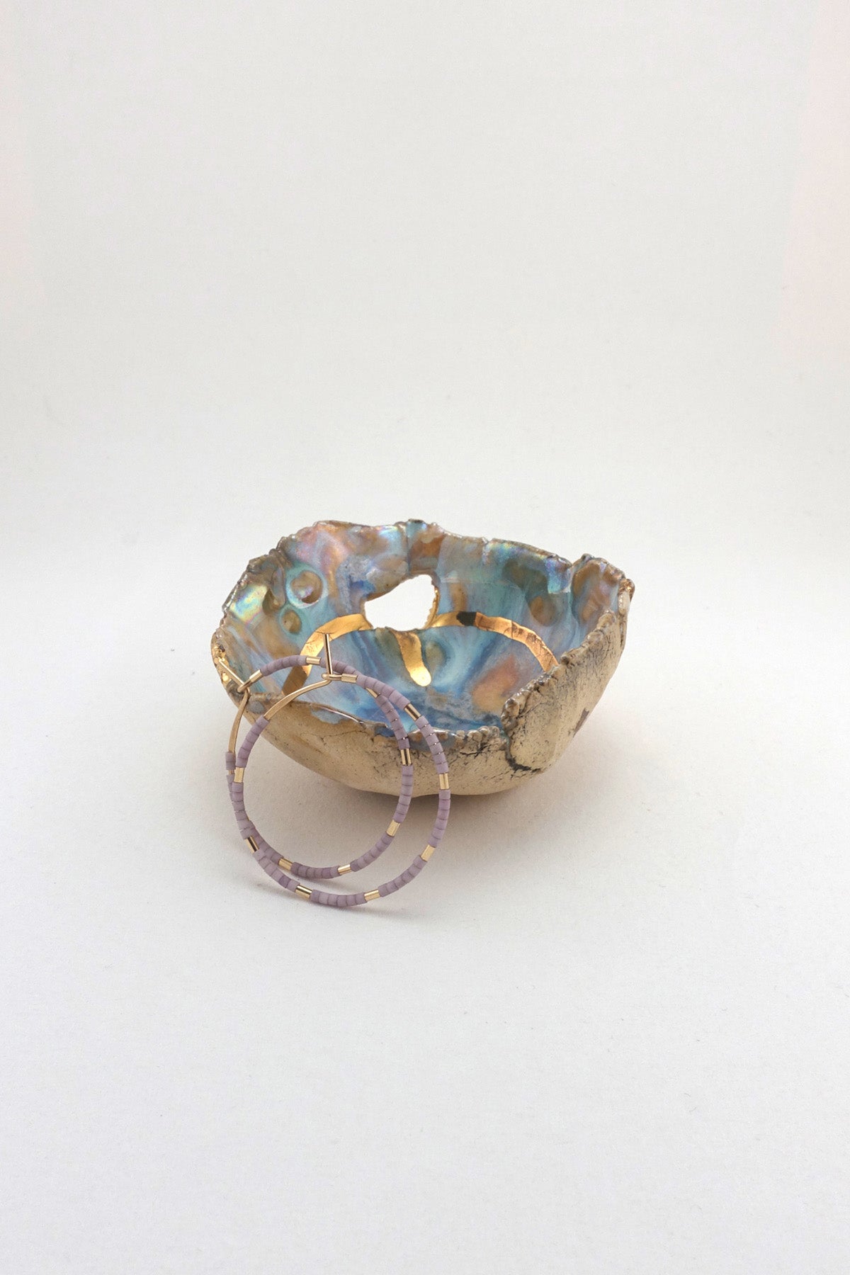 Minh Singer Iceland Prism Dish with Gold and Luster Mini with Abacus Row earring