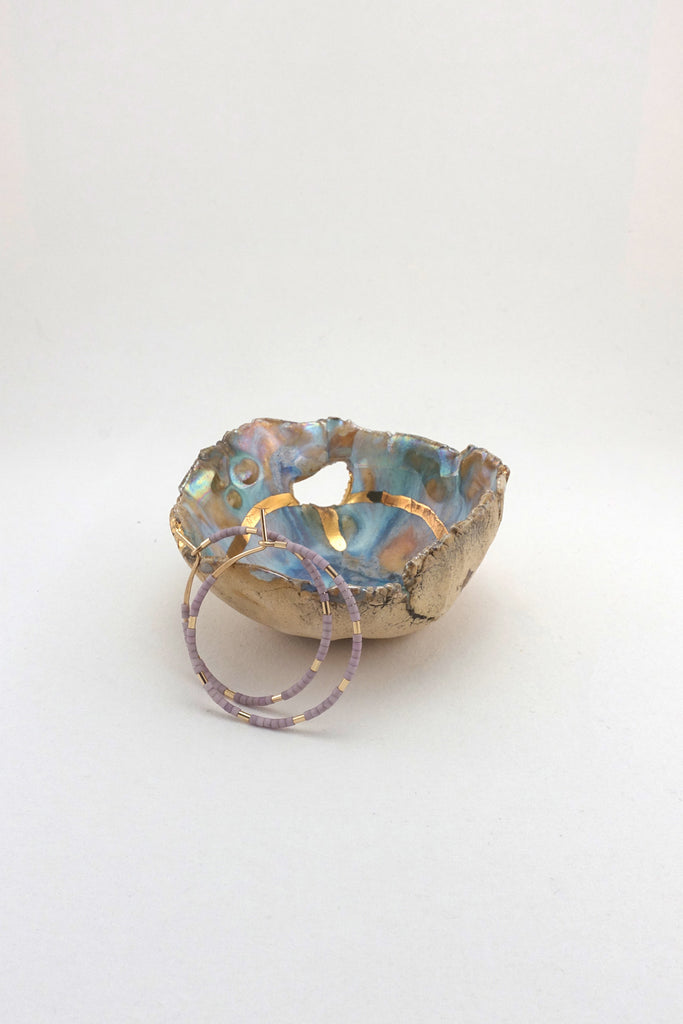 Minh Singer Iceland Prism Dish with Gold and Luster Mini with Abacus Row earring