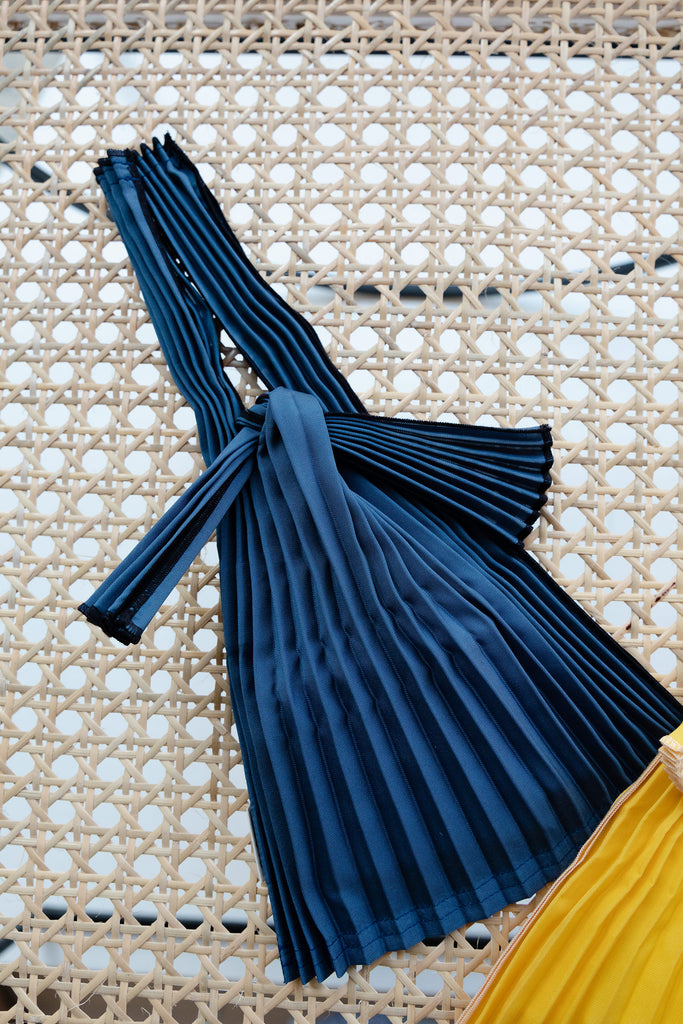 Mini Pleated Pleco Tote Bag KNA Plus Navy Blue