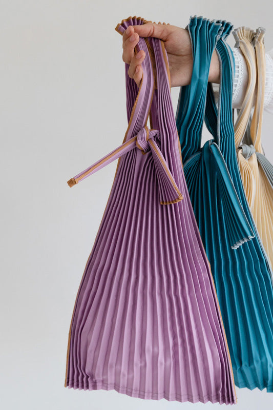 Small Pleated Pleco Tote Bag KNA Plus Purple Blue Silver