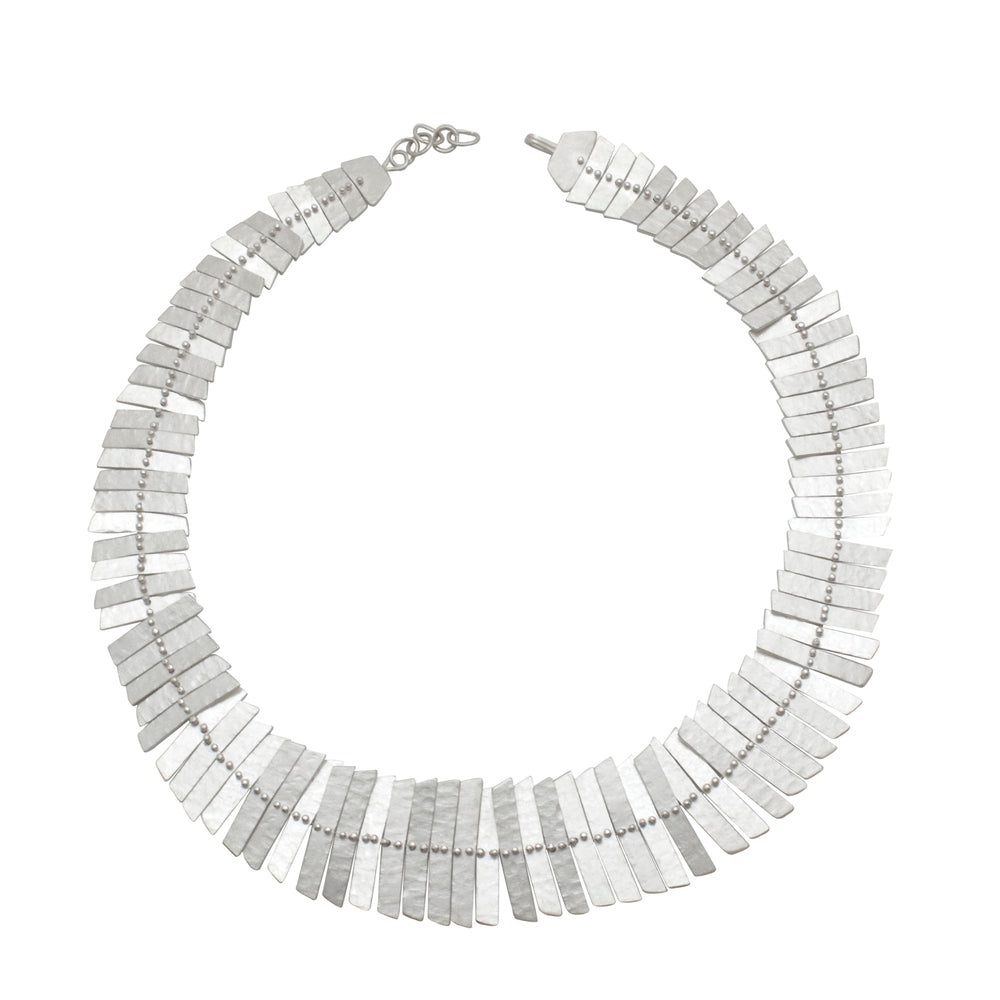 Fishbone Collar Necklace, Sterling Silver