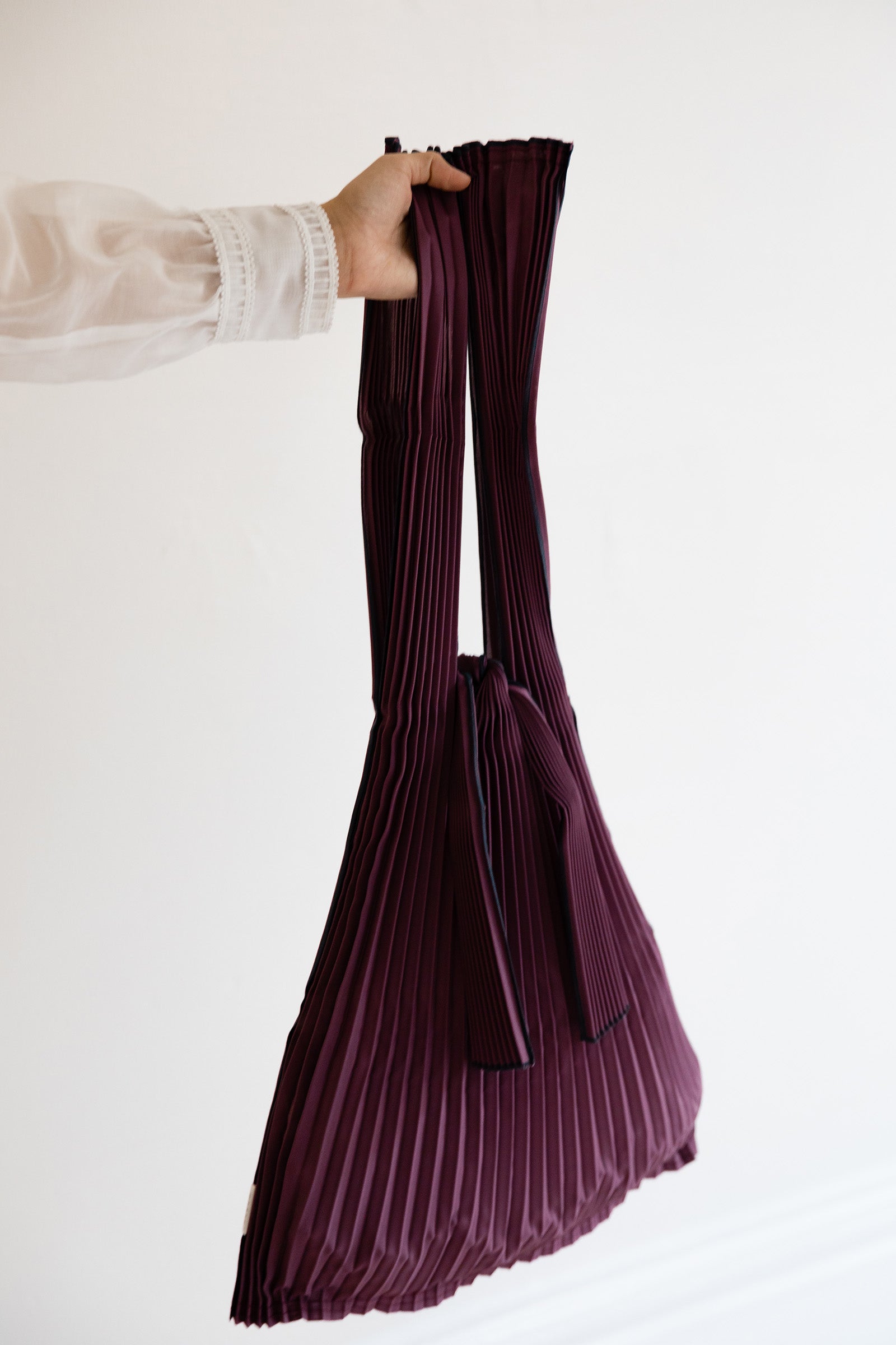 Large Pleated Pleco Tote Bag by KNA Plus Wine